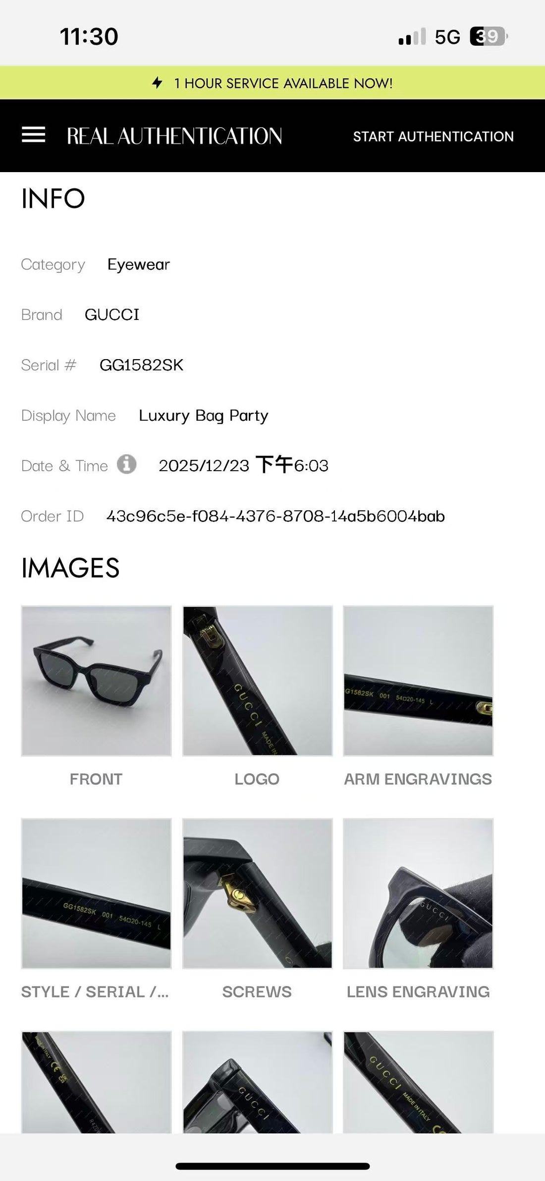 Gucci GG1582SK Men's Rectangular Sunglasses GGG03
