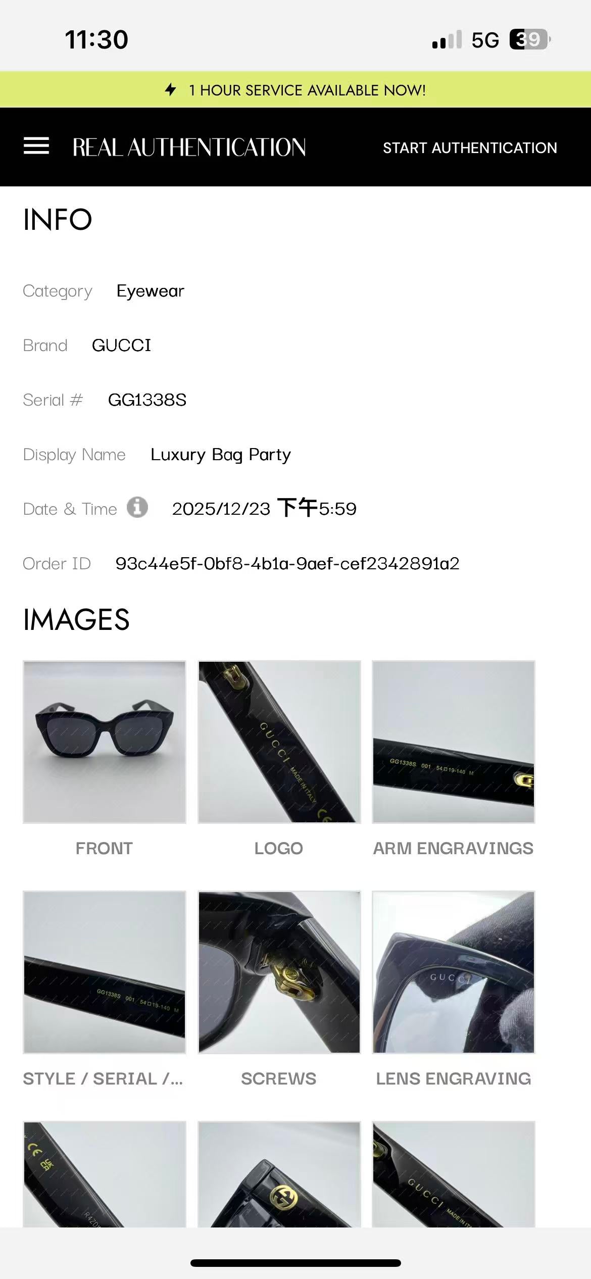 Gucci GG1338S Sunglasses GGG01