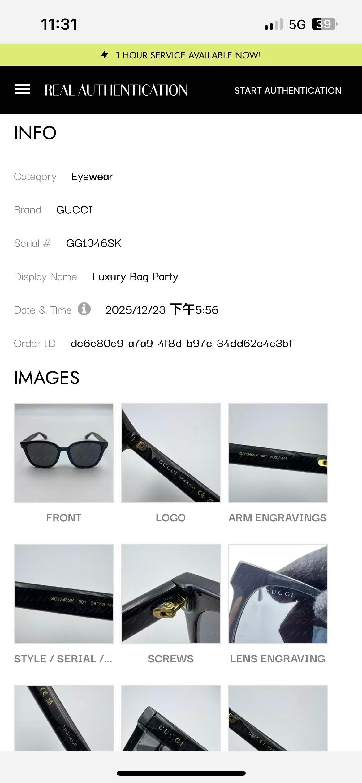 Gucci GG1346SK Black Squared Sunglasses GGG04