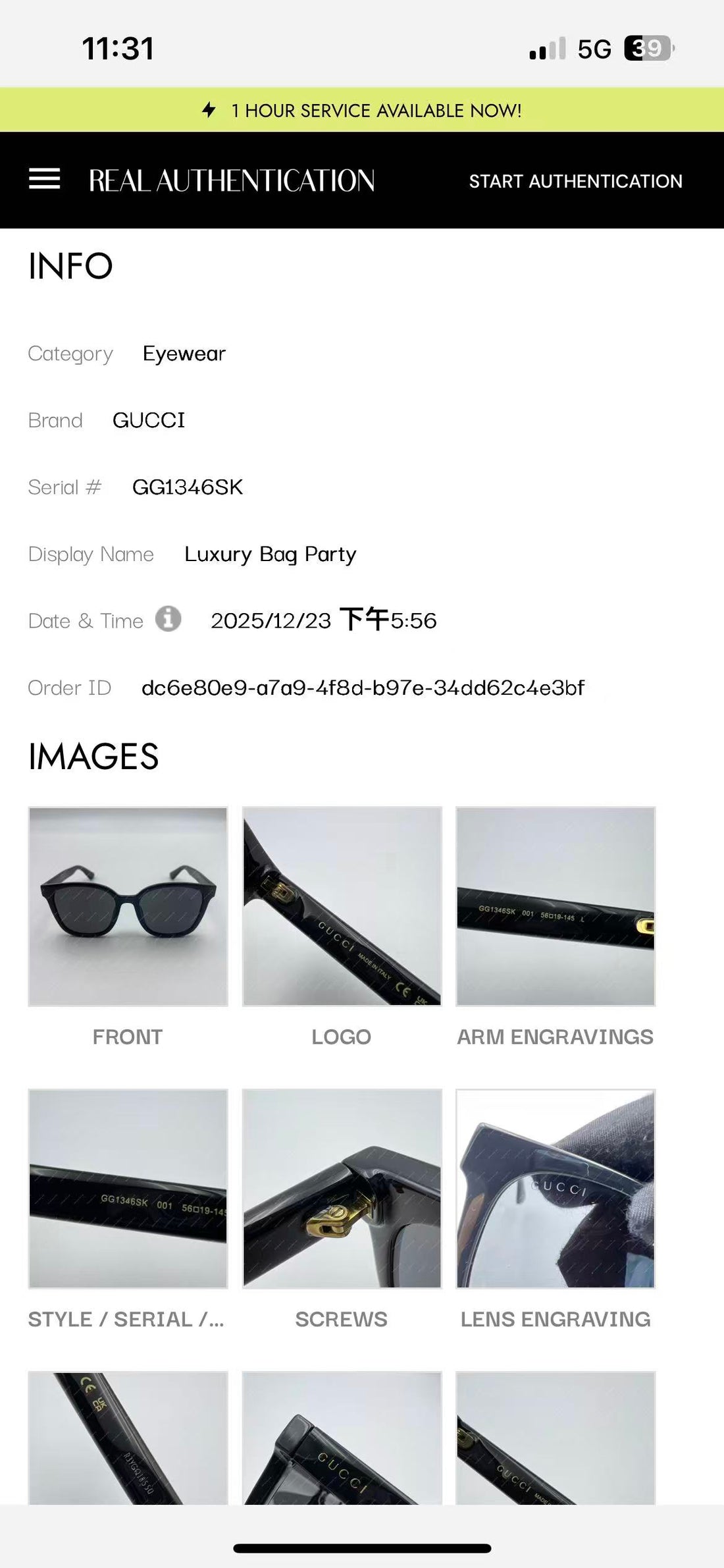 Gucci GG1346SK Black Squared Sunglasses GGG04