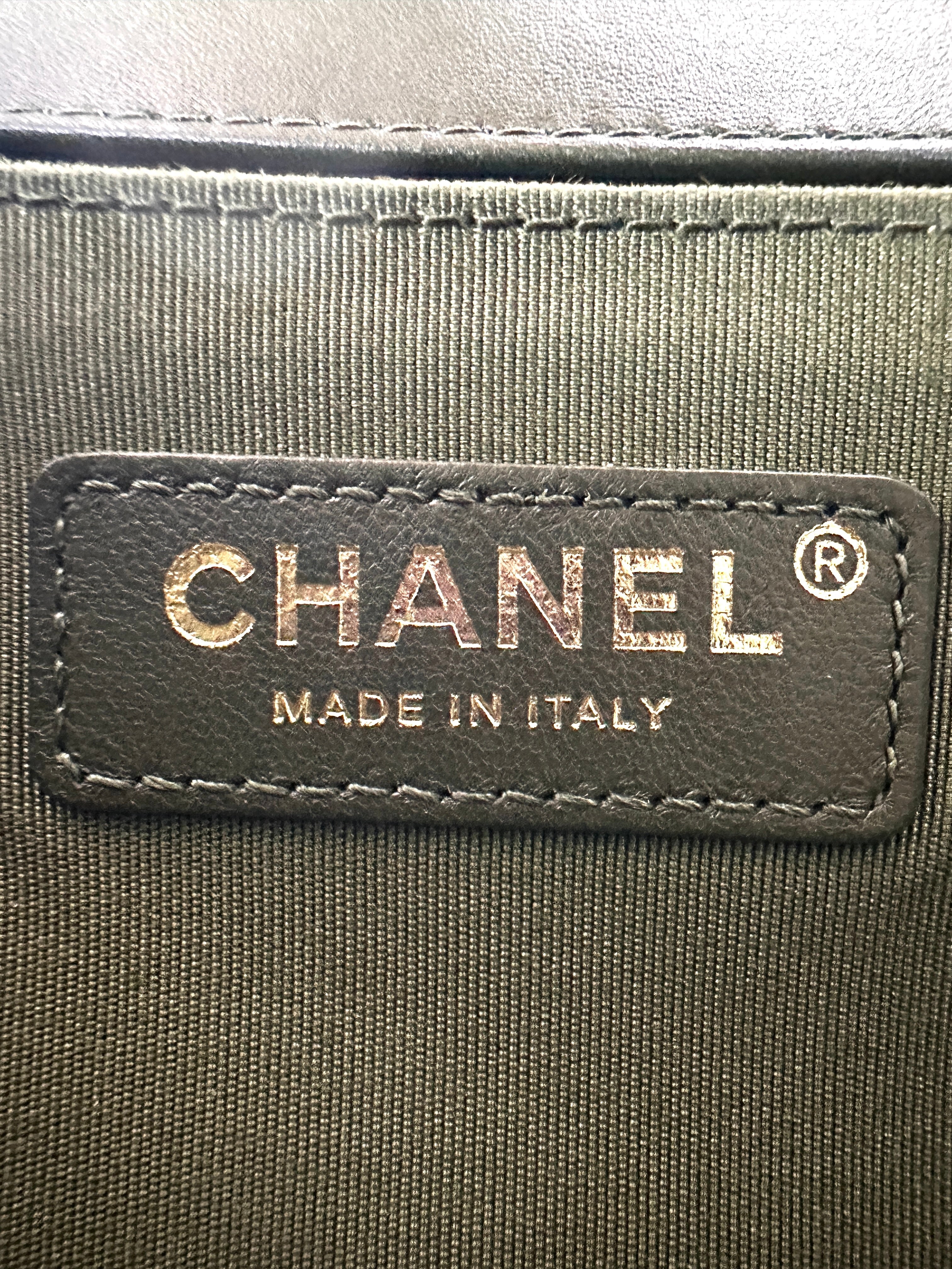 Chanel Khaki and Black Lambskin Braided Chevron Medium Leboy Bag(23***82) CC948