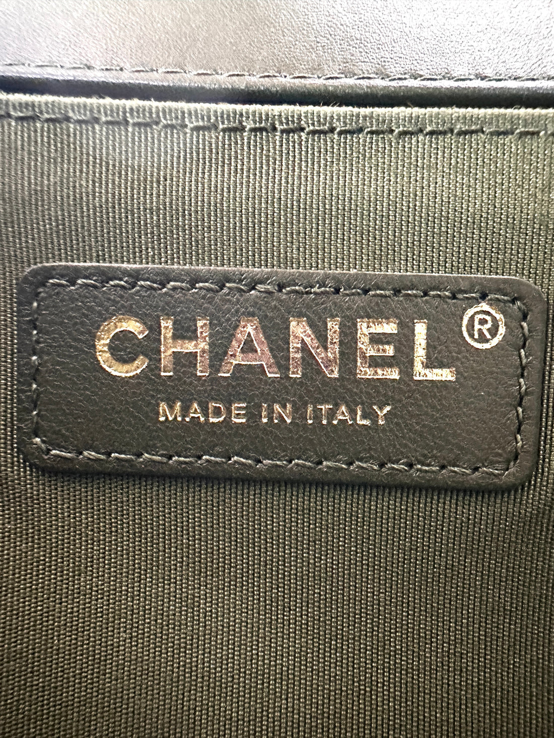 Chanel Khaki and Black Lambskin Braided Chevron Medium Leboy Bag(23***82) CC948