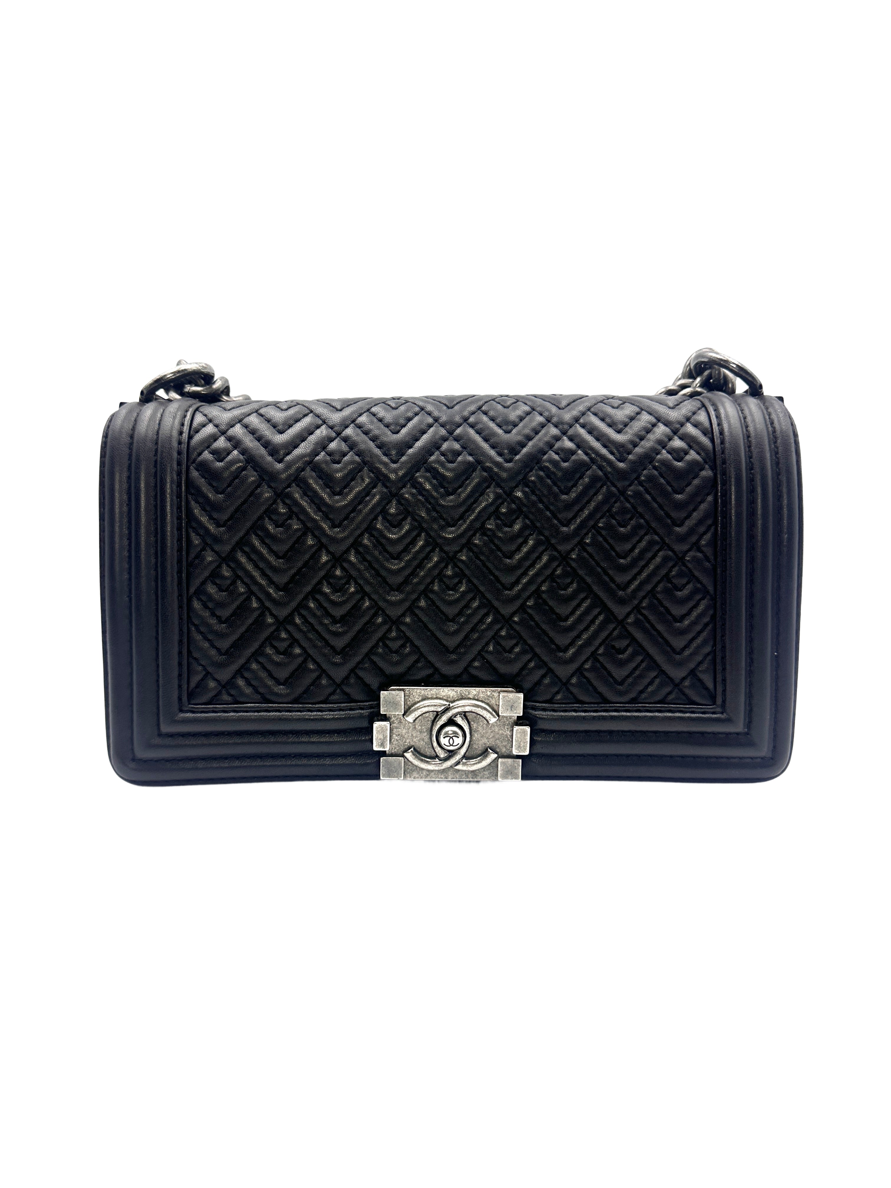 Chanel Limited Edition Small Quilted V-Stitch Black Lambskin LeBoy Bag(21***52) CC1006