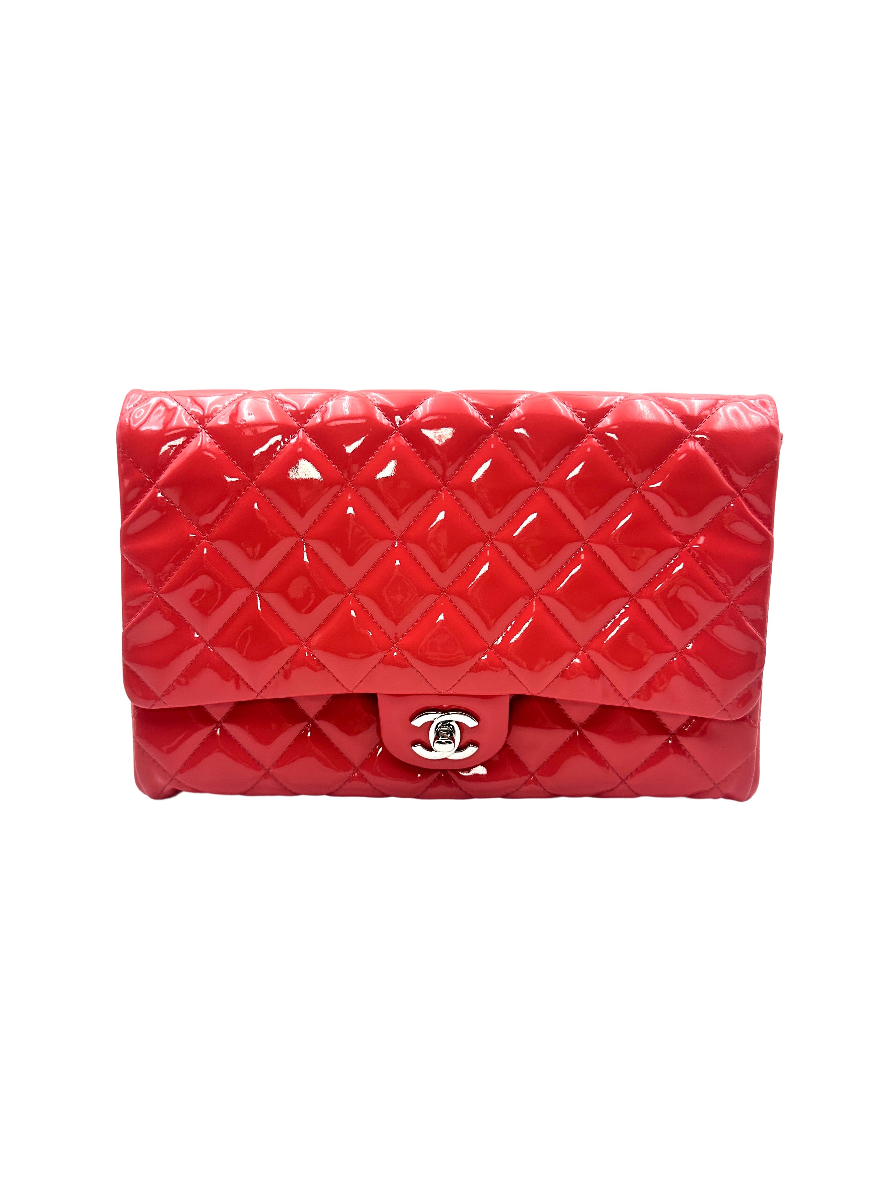 Chanel Patent leather Classic Flap Bag Rose Red(17***00) CC945