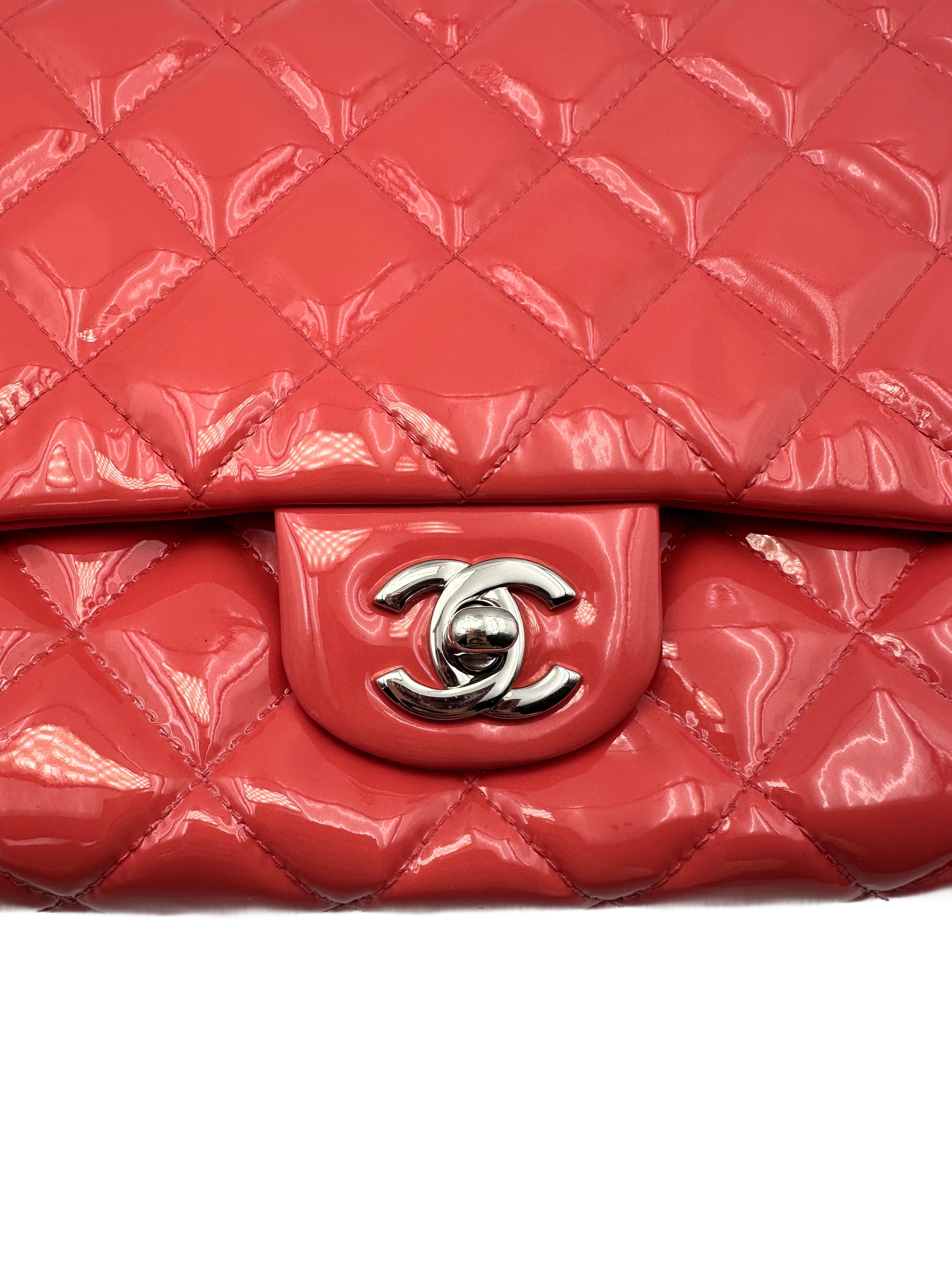 Chanel Patent leather Classic Flap Bag Rose Red(17***00) CC945