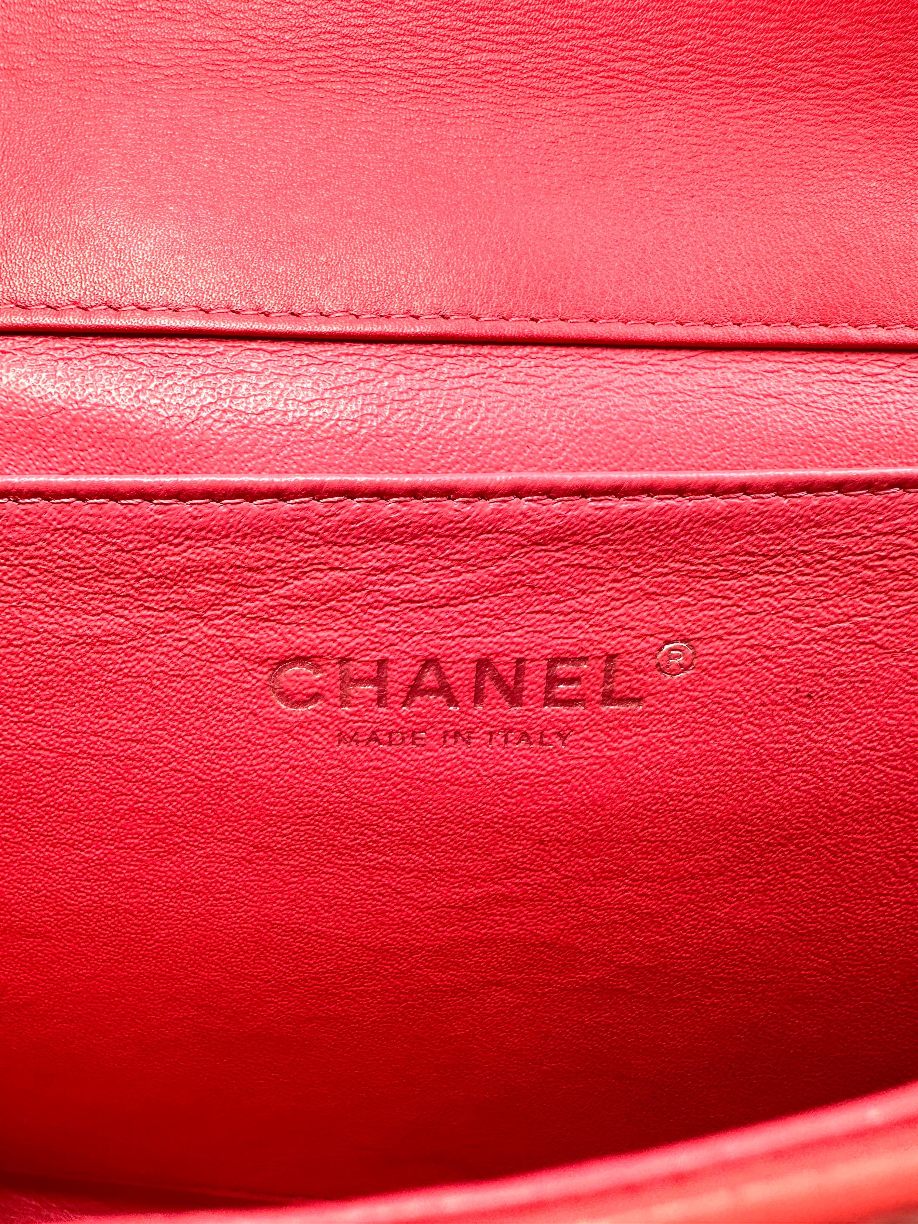 Chanel Patent leather Classic Flap Bag Rose Red(17***00) CC945