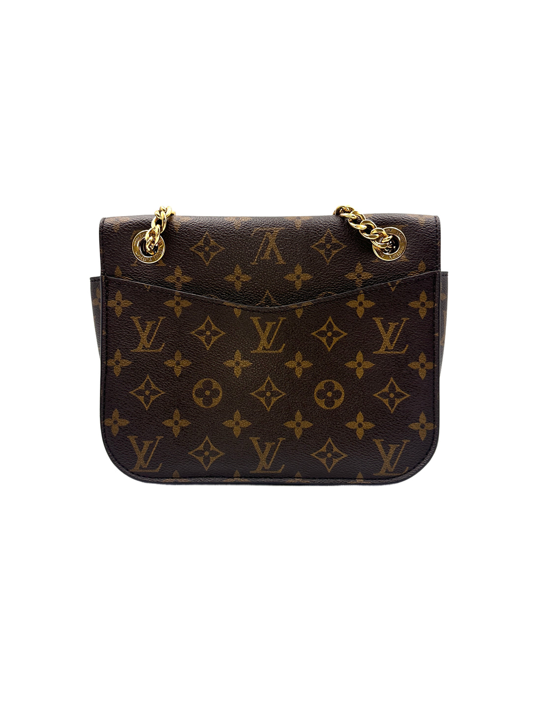 Louis Vuitton Classic Monogram Passy Shoulder Bag with Chain Strap Brown LV1437