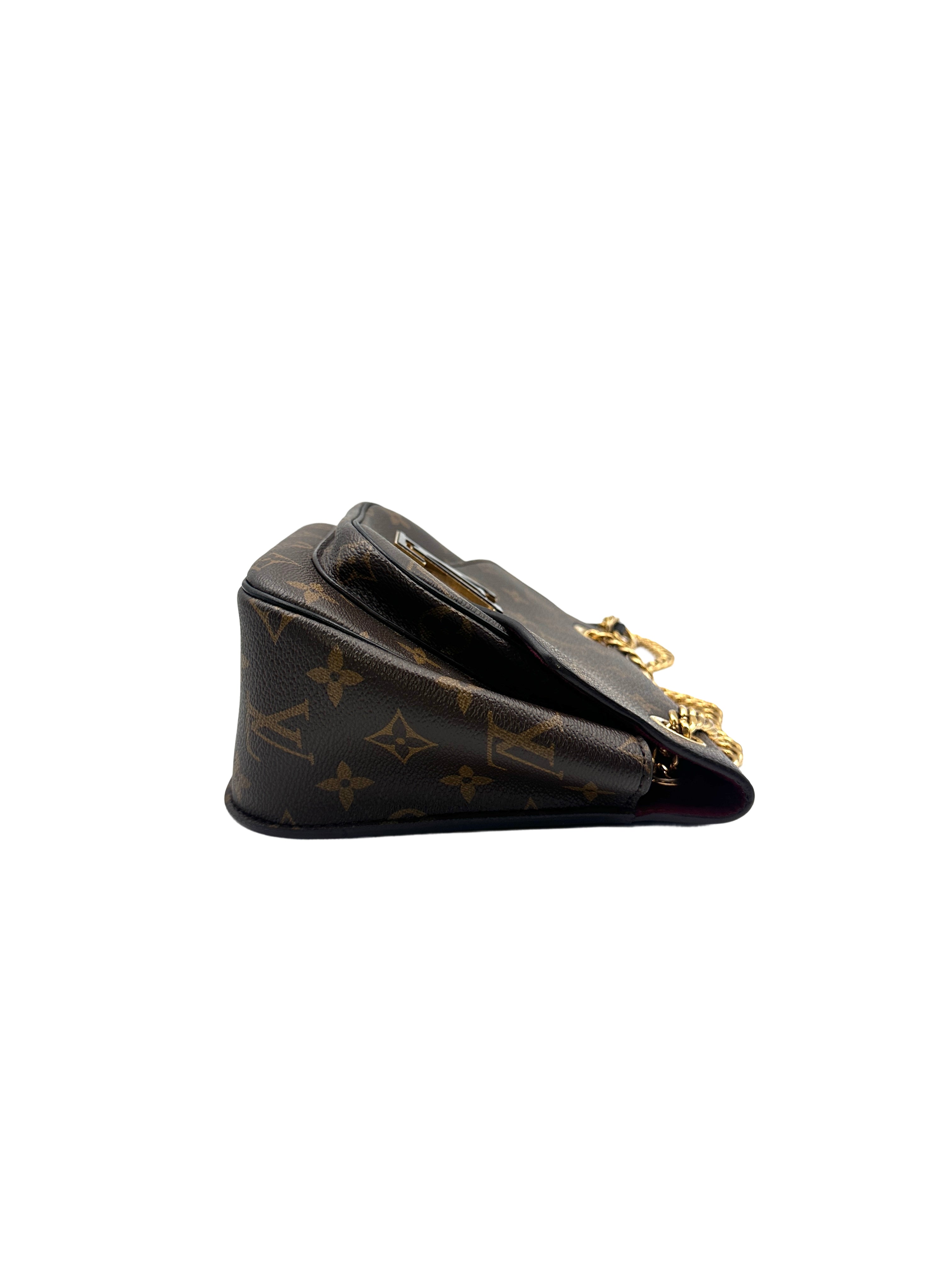 Louis Vuitton Classic Monogram Passy Shoulder Bag with Chain Strap Brown LV1437