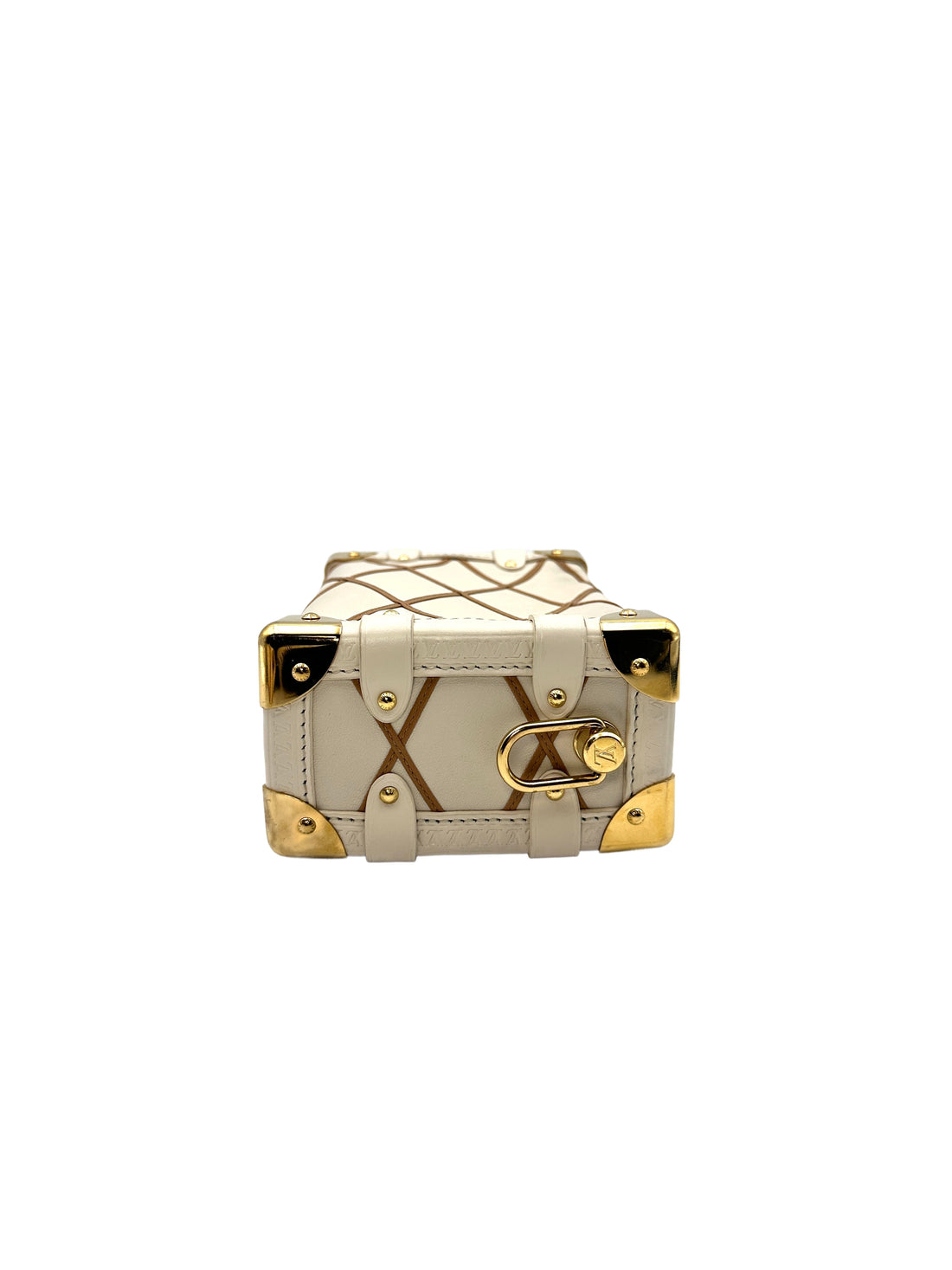 Louis Vuitton Side Trunk PM Malletage Leather Handbag Creme Noisette LV1444