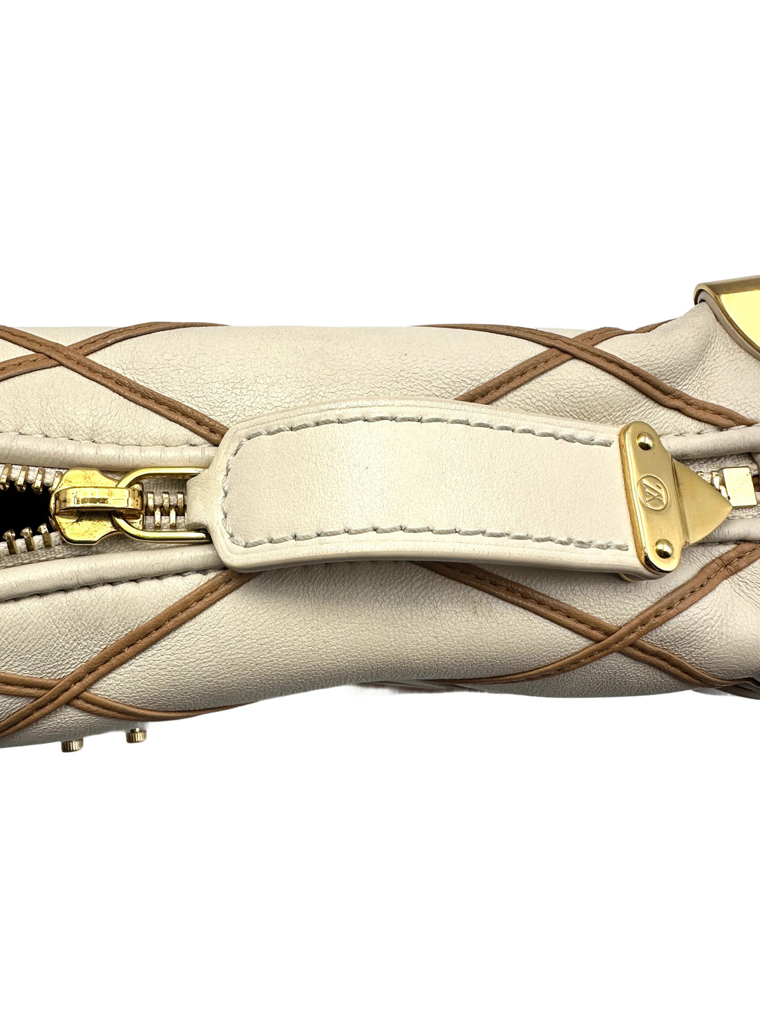 Louis Vuitton Side Trunk PM Malletage Leather Handbag Creme Noisette LV1444