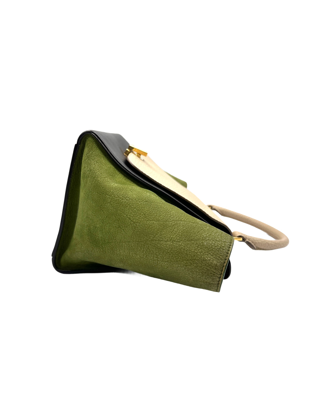 Celine Calfskin Tri-Color Trapeze Bag,Green,Black,Beige CE130