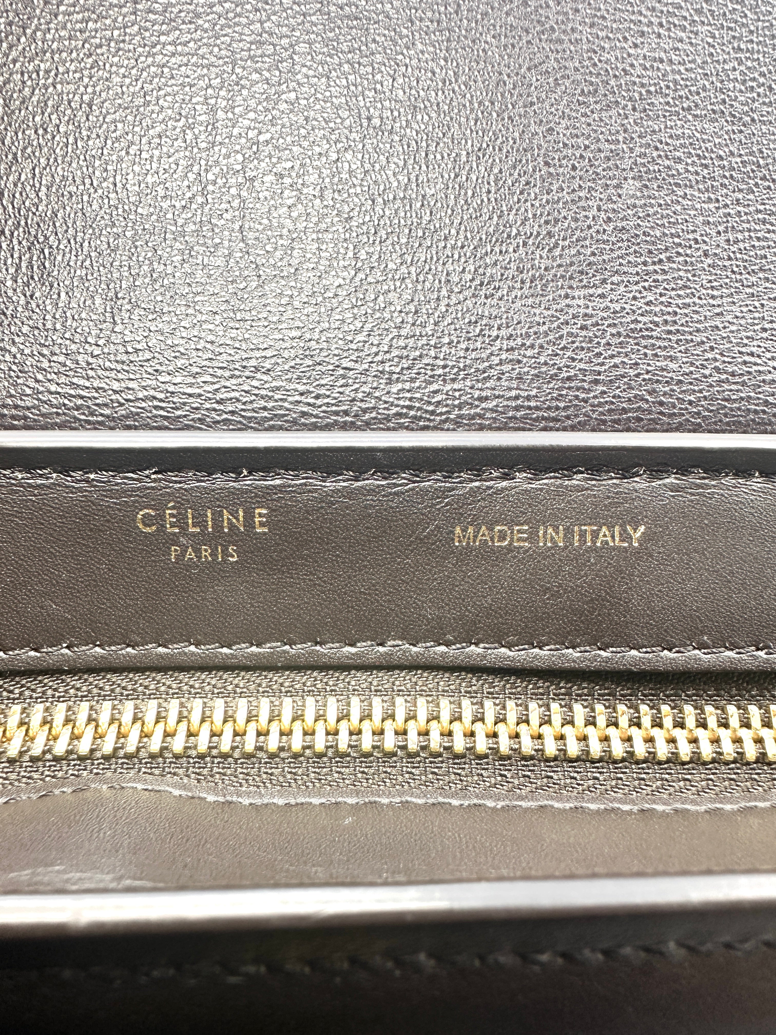 Celine Calfskin Tri-Color Trapeze Bag,Green,Black,Beige CE130