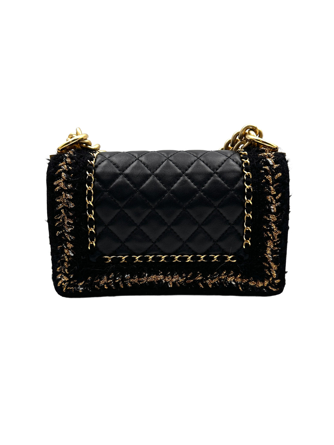 CHANEL Black Gold Tweed Trim LeBoy Small Size Bag (23***29) CC1010