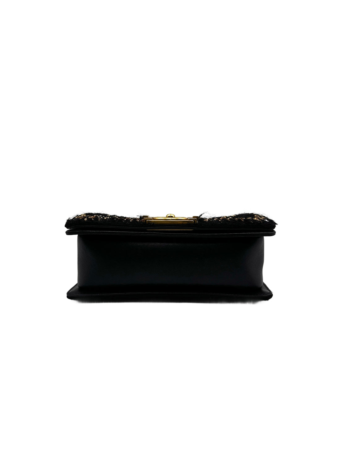 CHANEL Black Gold Tweed Trim LeBoy Small Size Bag (23***29) CC1010