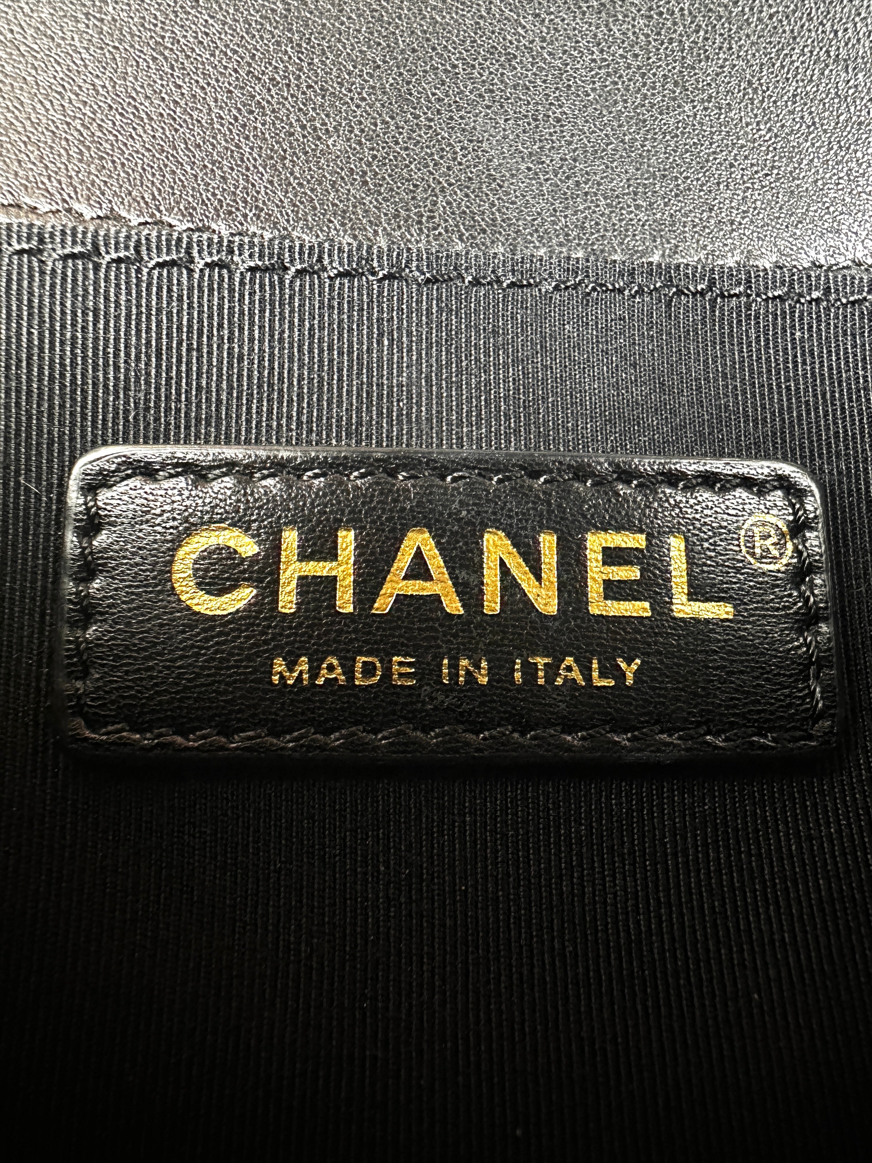 CHANEL Black Gold Tweed Trim LeBoy Small Size Bag (23***29) CC1010