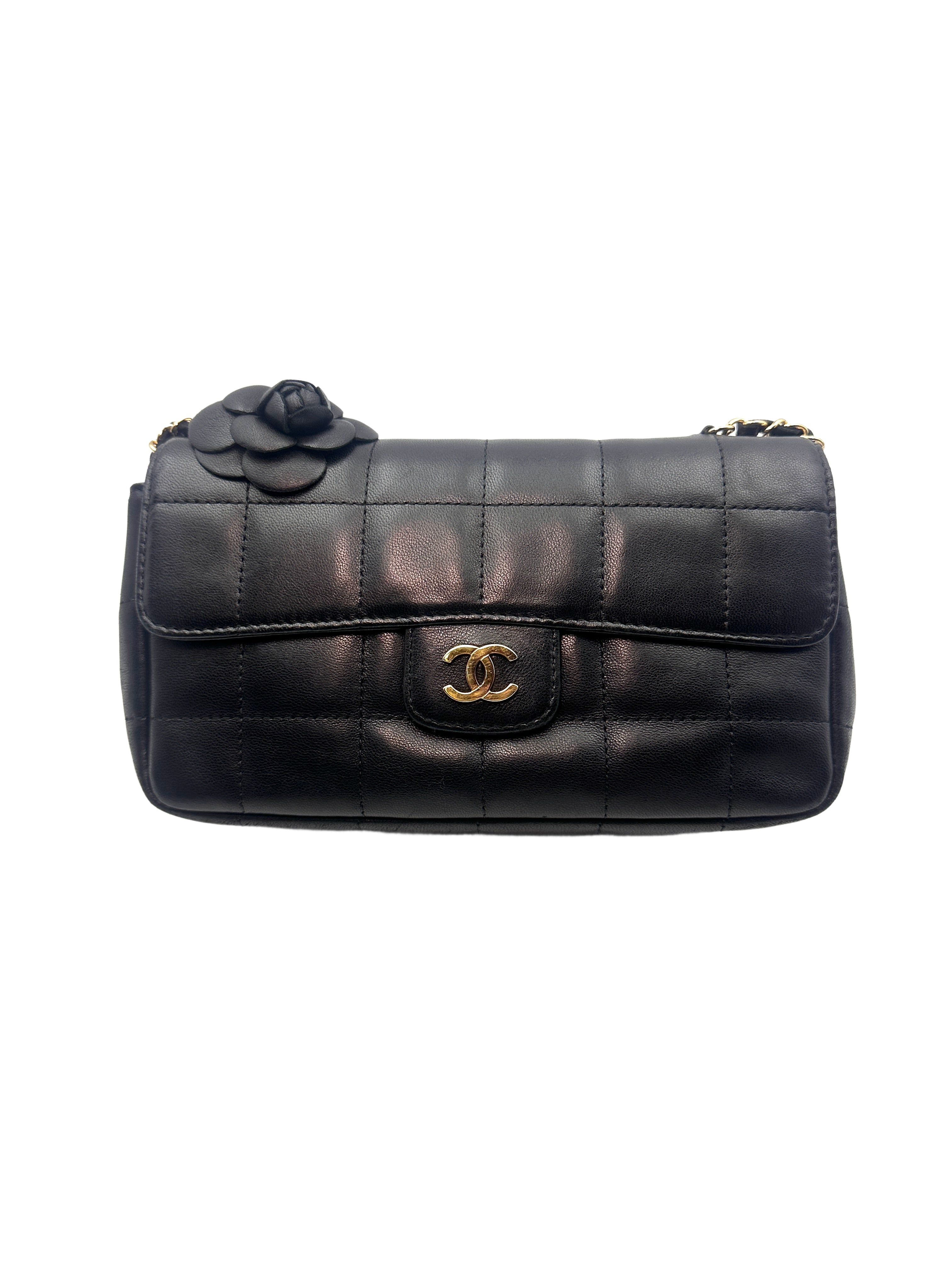 Chanel Chocolate Bar  Camellia Mini Flap Bag(13***84) CC1030