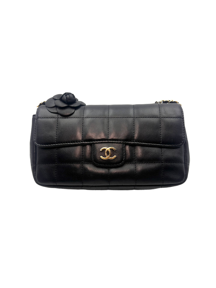 Chanel Chocolate Bar  Camellia Mini Flap Bag(13***84) CC1030