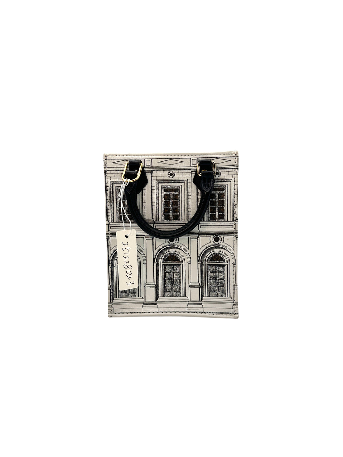 Louis Vuitton  x Fornasetti Calfskin Architettura Petit Sac Plat Black White Gold Hardware LV1451