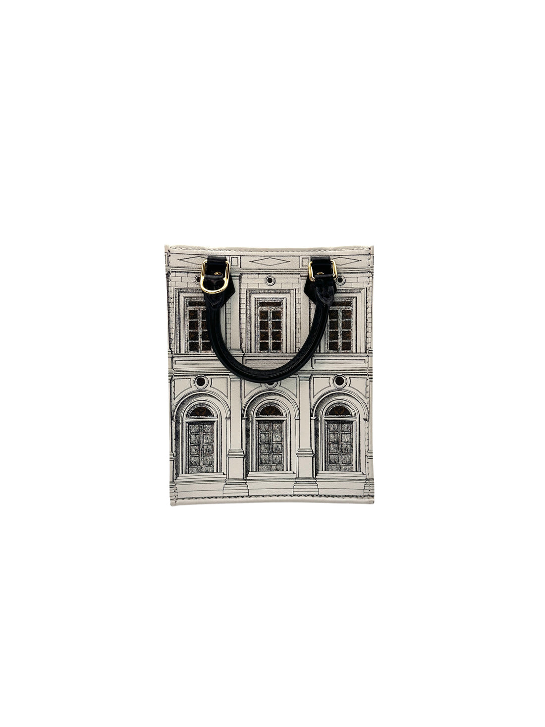 Louis Vuitton  x Fornasetti Calfskin Architettura Petit Sac Plat Black White Gold Hardware LV1451