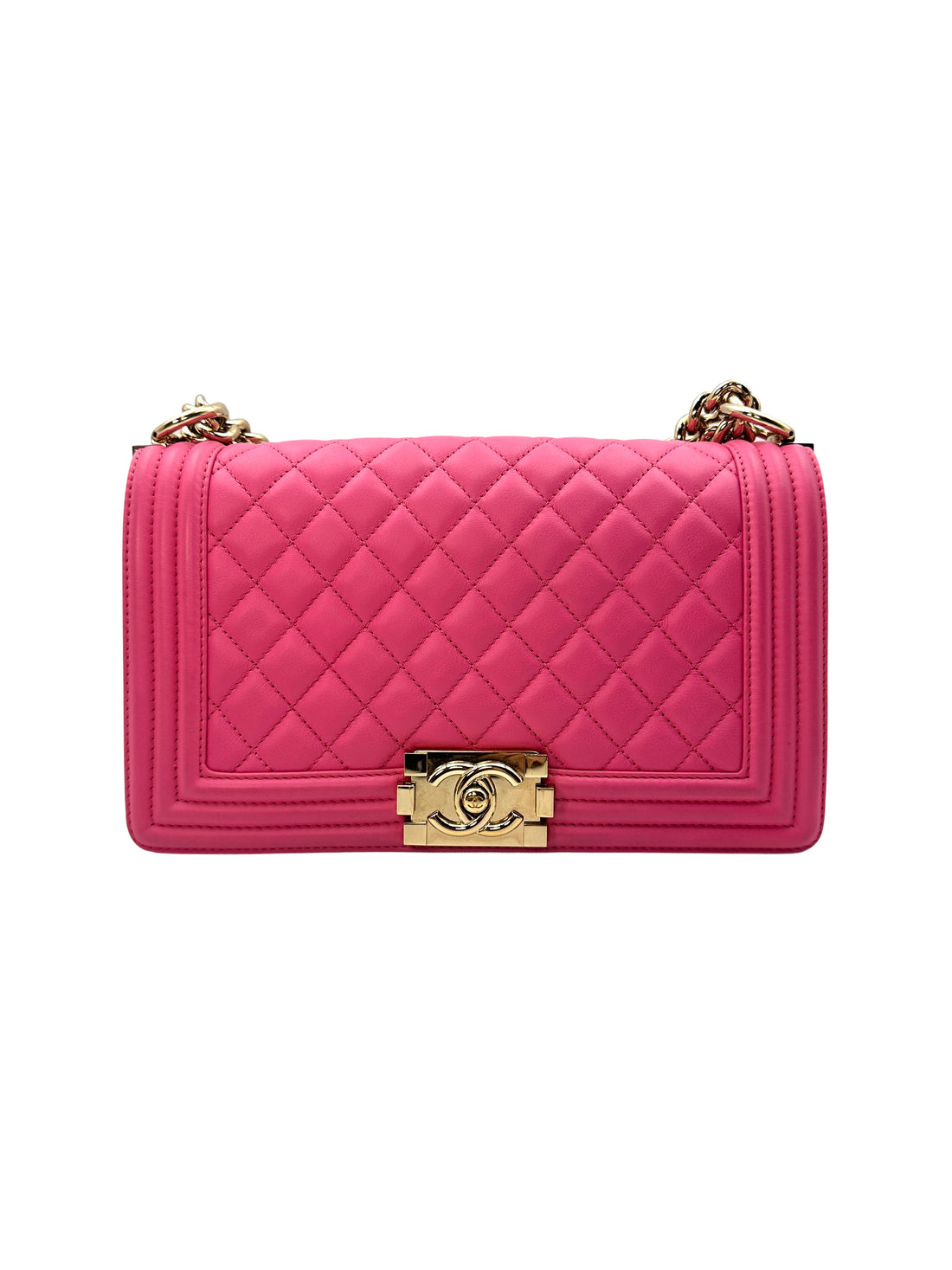 Chanel LeBoy Bag Pink Quilted Lambskin with Silver Buckle(26***76) CC1020
