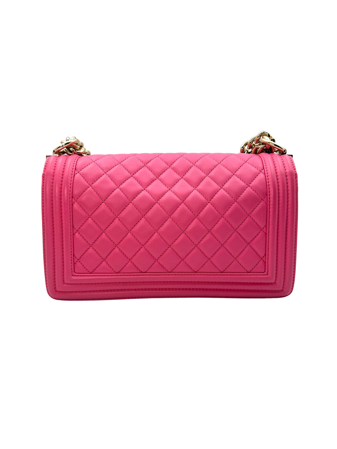 Chanel LeBoy Bag Pink Quilted Lambskin with Silver Buckle(26***76) CC1020