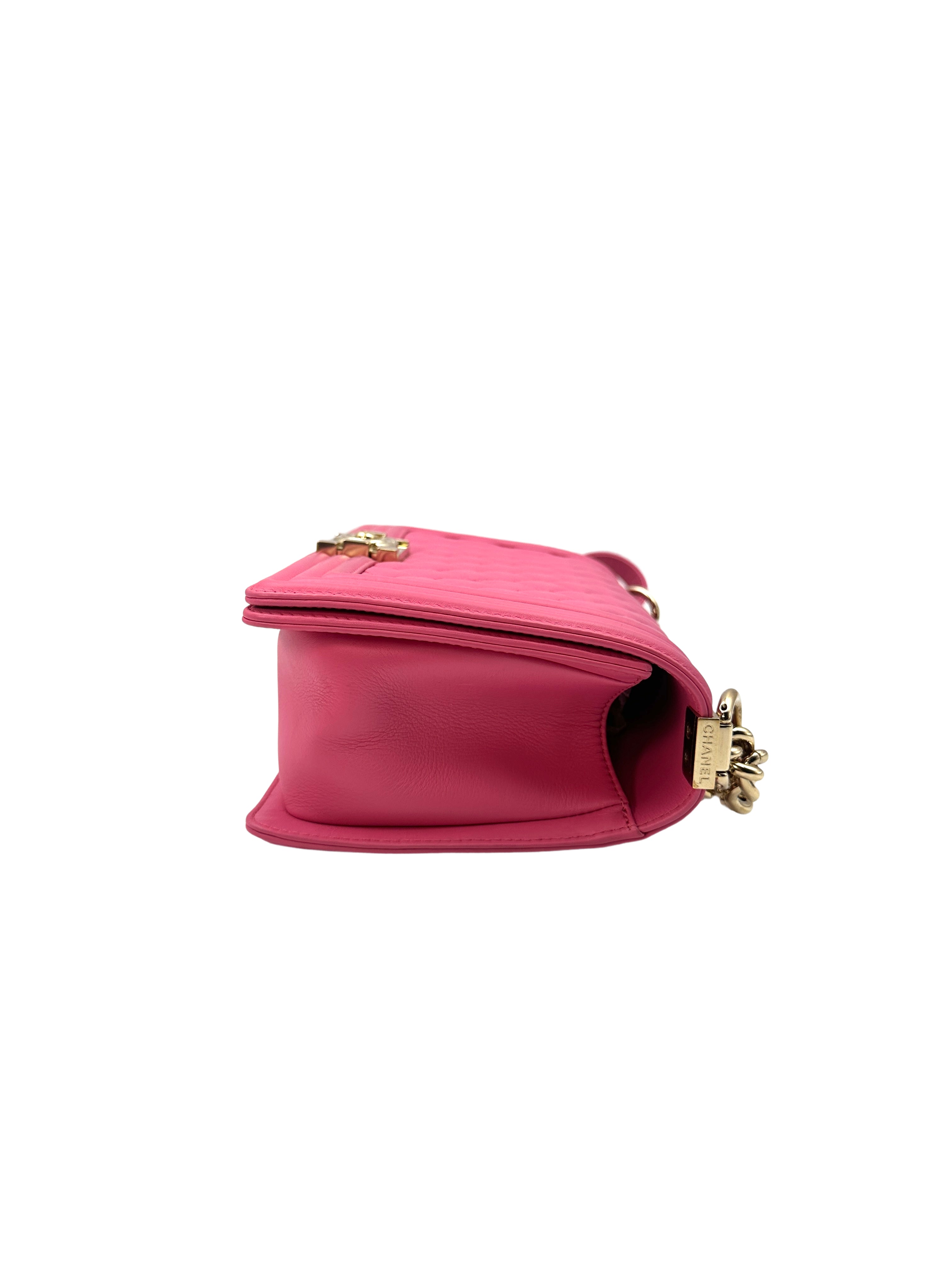 Chanel LeBoy Bag Pink Quilted Lambskin with Silver Buckle(26***76) CC1020