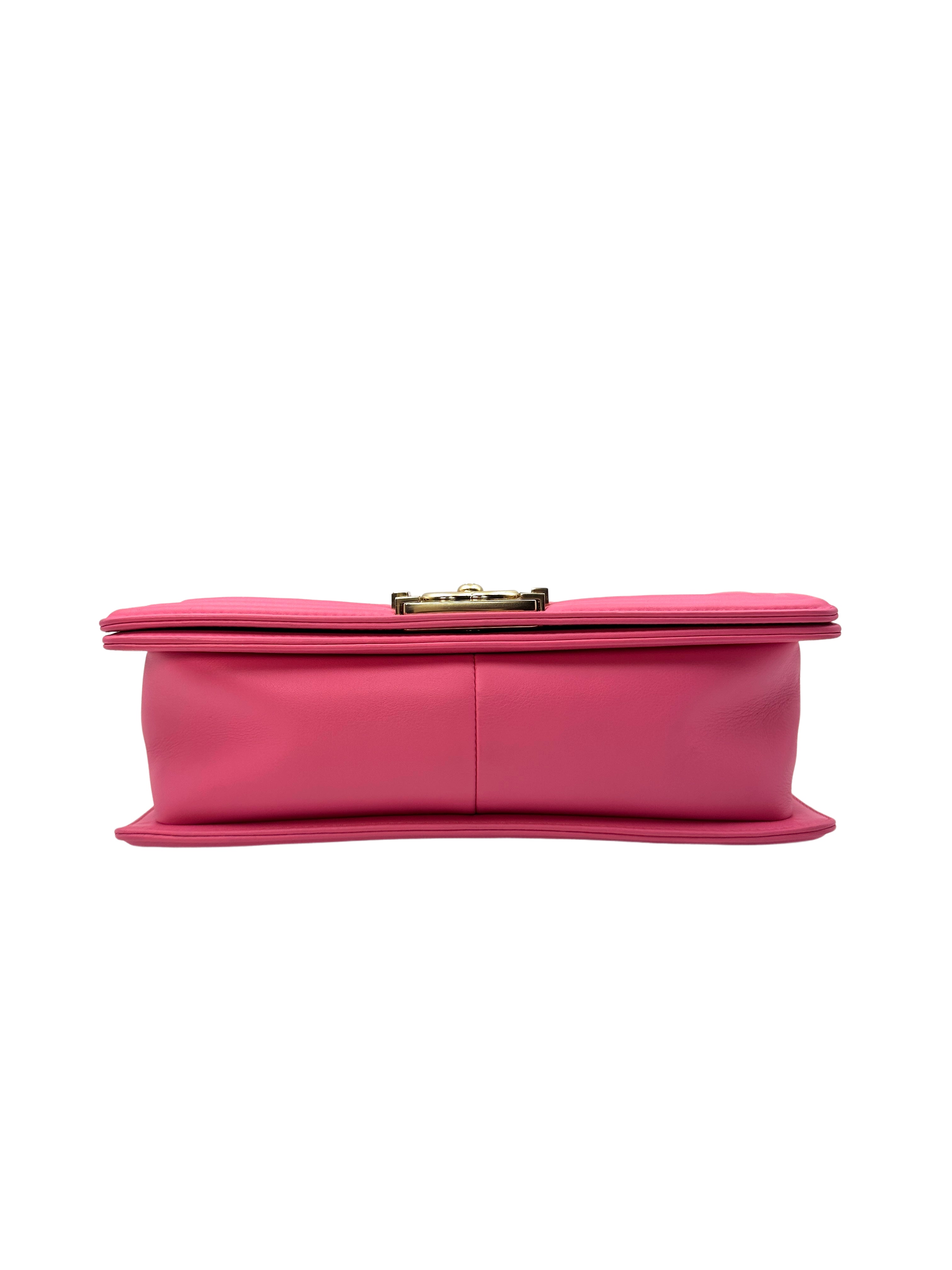 Chanel LeBoy Bag Pink Quilted Lambskin with Silver Buckle(26***76) CC1020