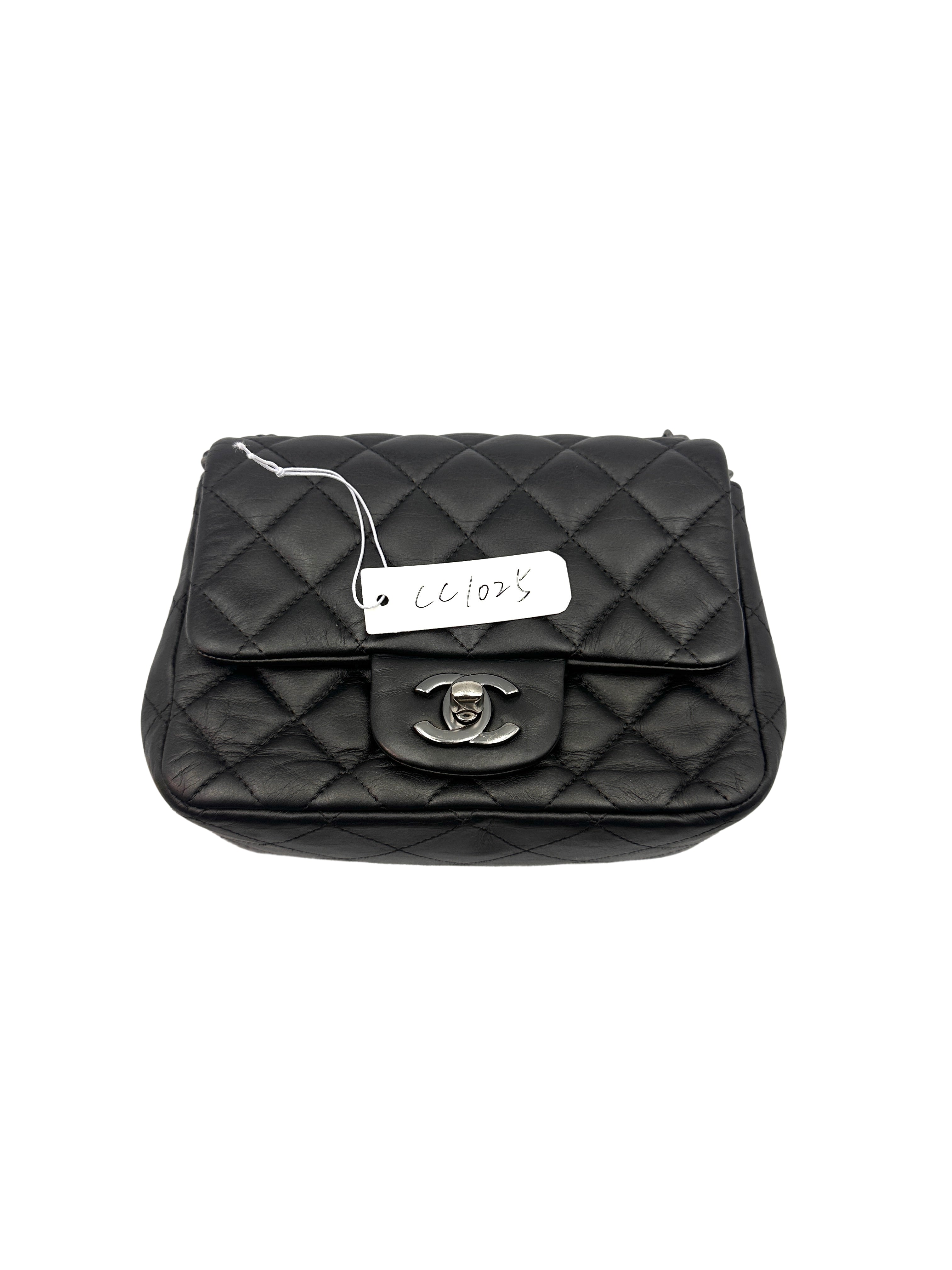 Chanel Classic Flag Square Lambskin Bag Charcoal Gray(18***00) CC1025
