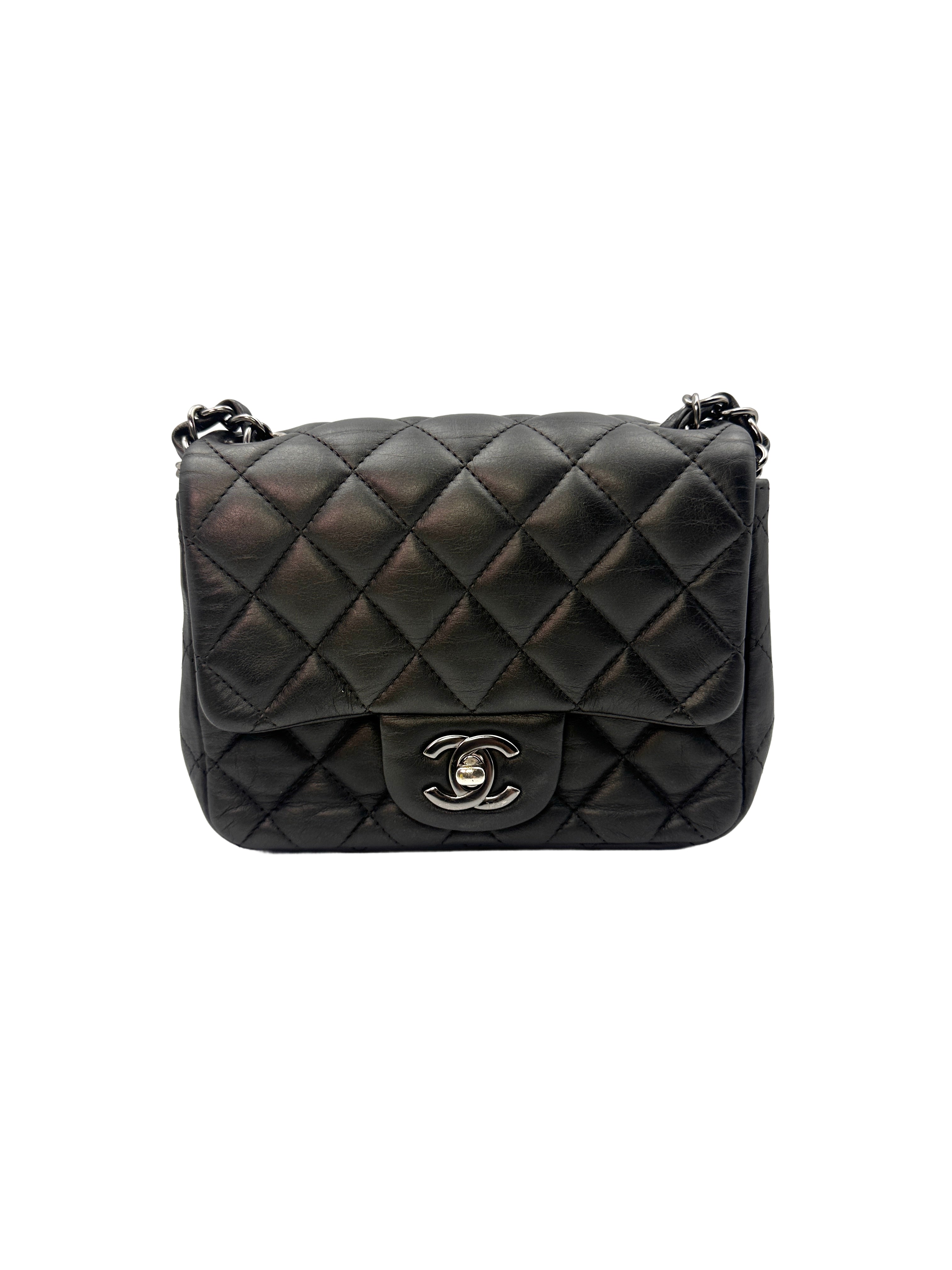Chanel Classic Flag Square Lambskin Bag Charcoal Gray(18***00) CC1025