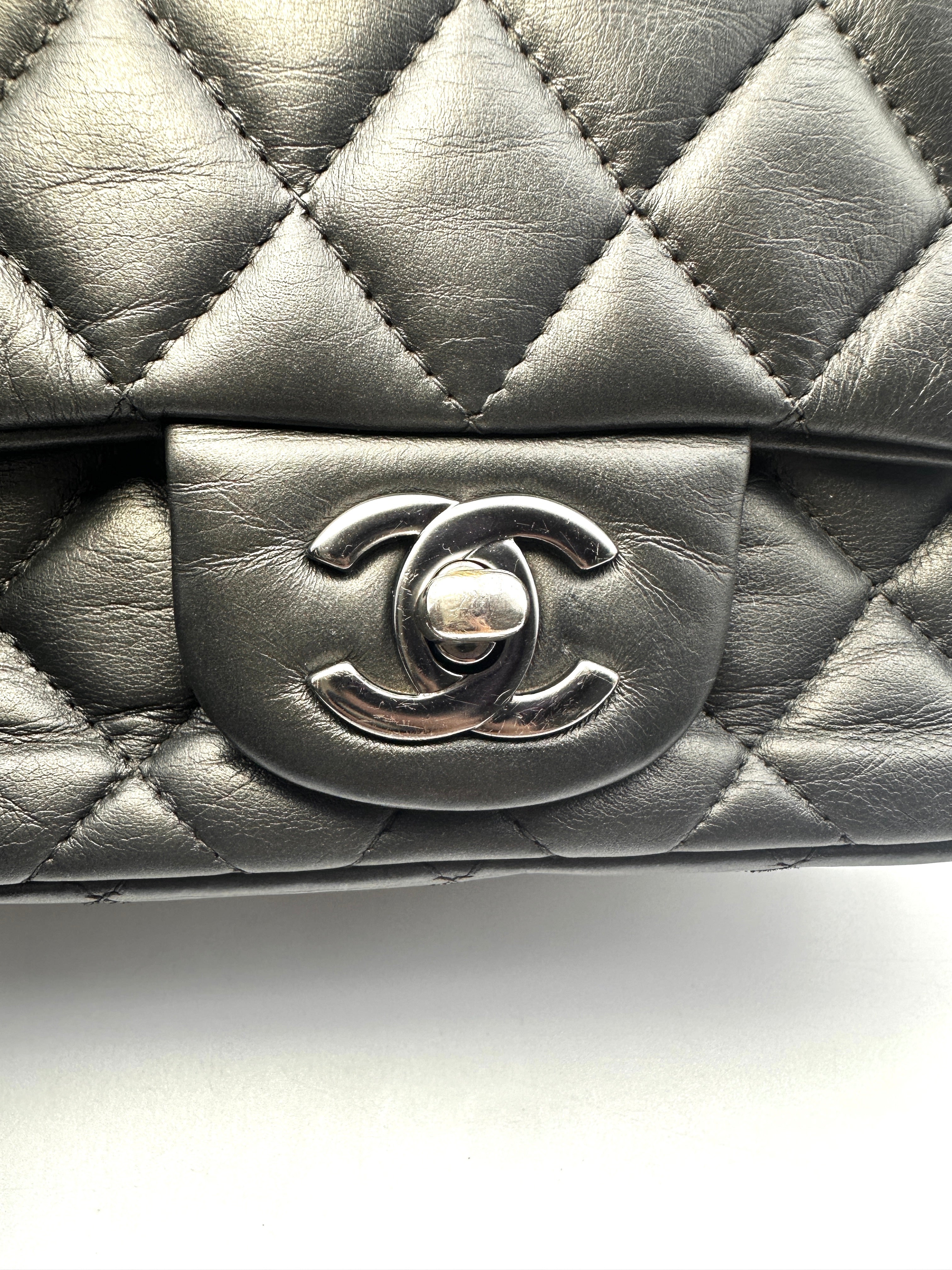 Chanel Classic Flag Square Lambskin Bag Charcoal Gray(18***00) CC1025