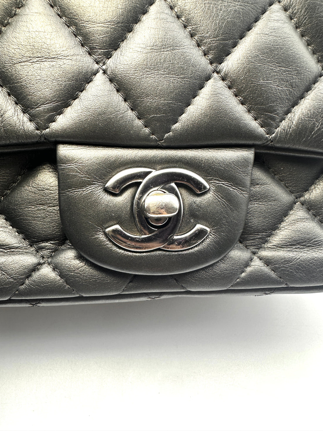 Chanel Classic Flag Square Lambskin Bag Charcoal Gray(18***00) CC1025