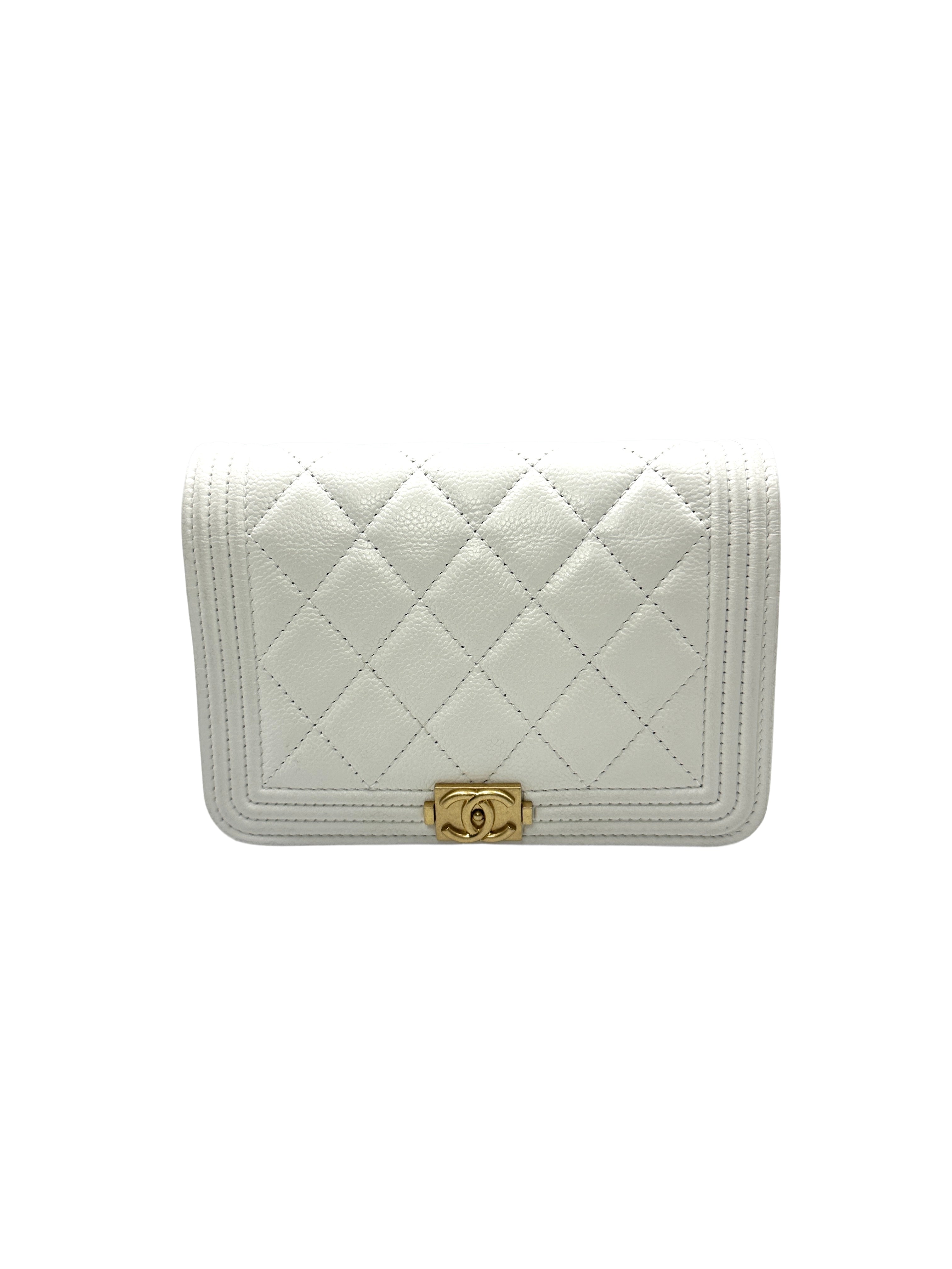 Chanel Boy Wallet On Chain White Caviar Leather Shoulder Bag(AH***EL) CC1027