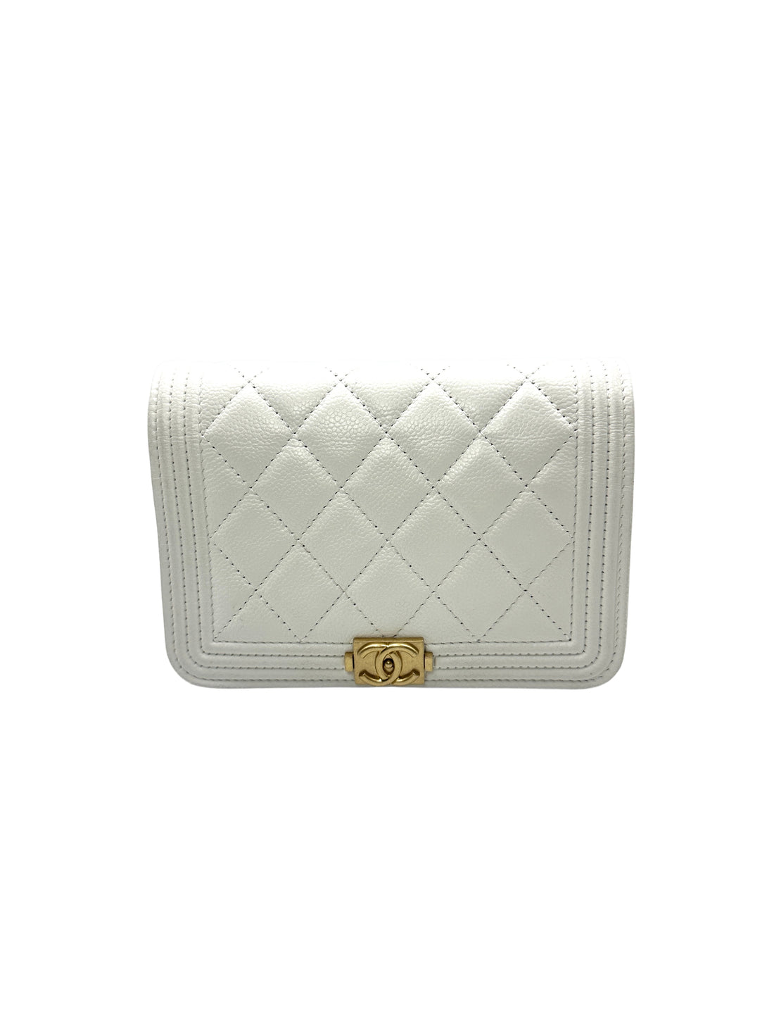 Chanel Boy Wallet On Chain White Caviar Leather Shoulder Bag(AH***EL) CC1027