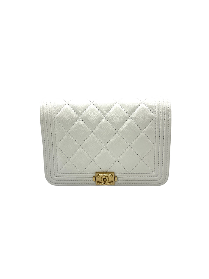 Chanel Boy Wallet On Chain White Caviar Leather Shoulder Bag(AH***EL) CC1027