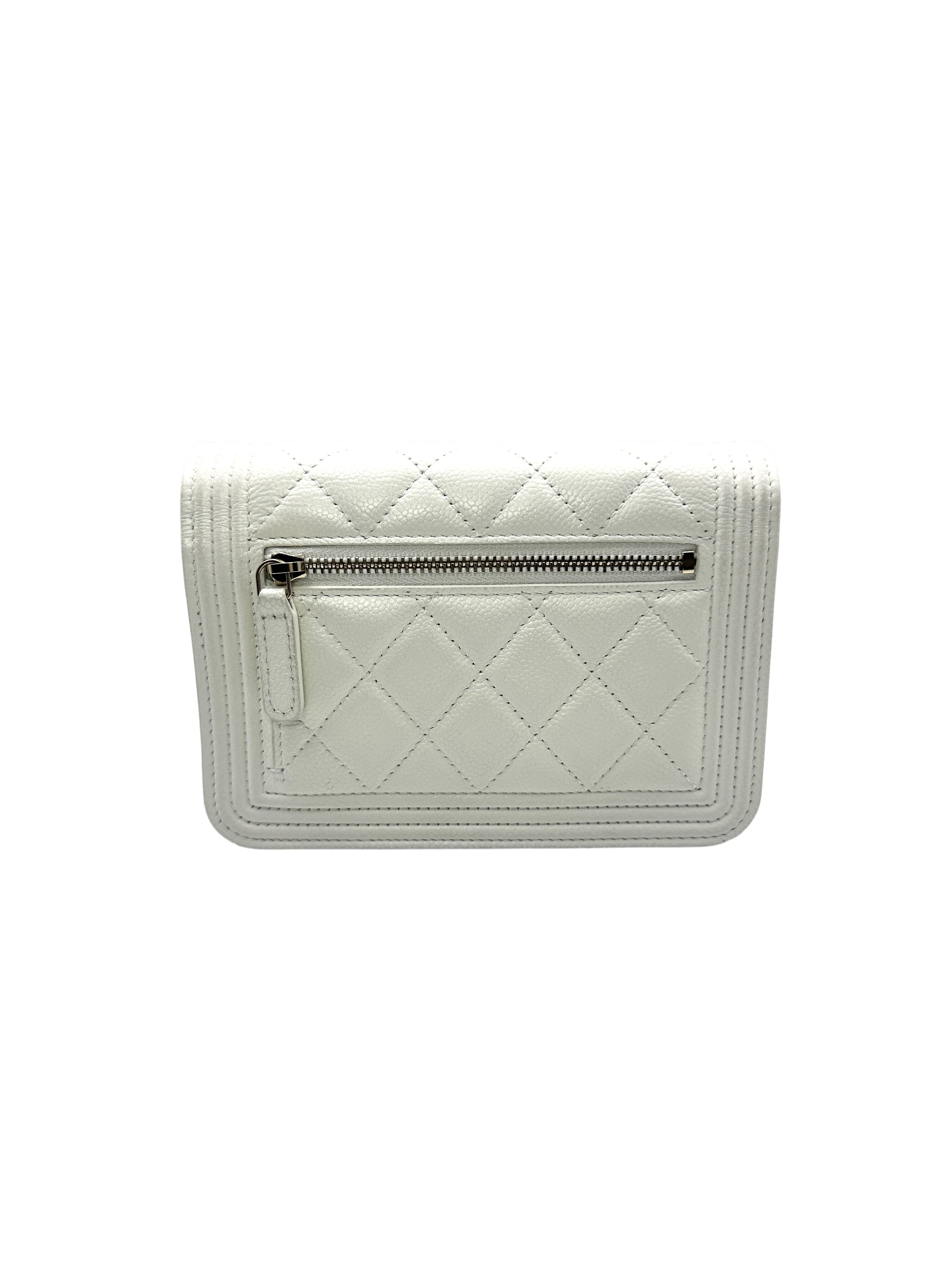 Chanel Boy Wallet On Chain White Caviar Leather Shoulder Bag(AH***EL) CC1027