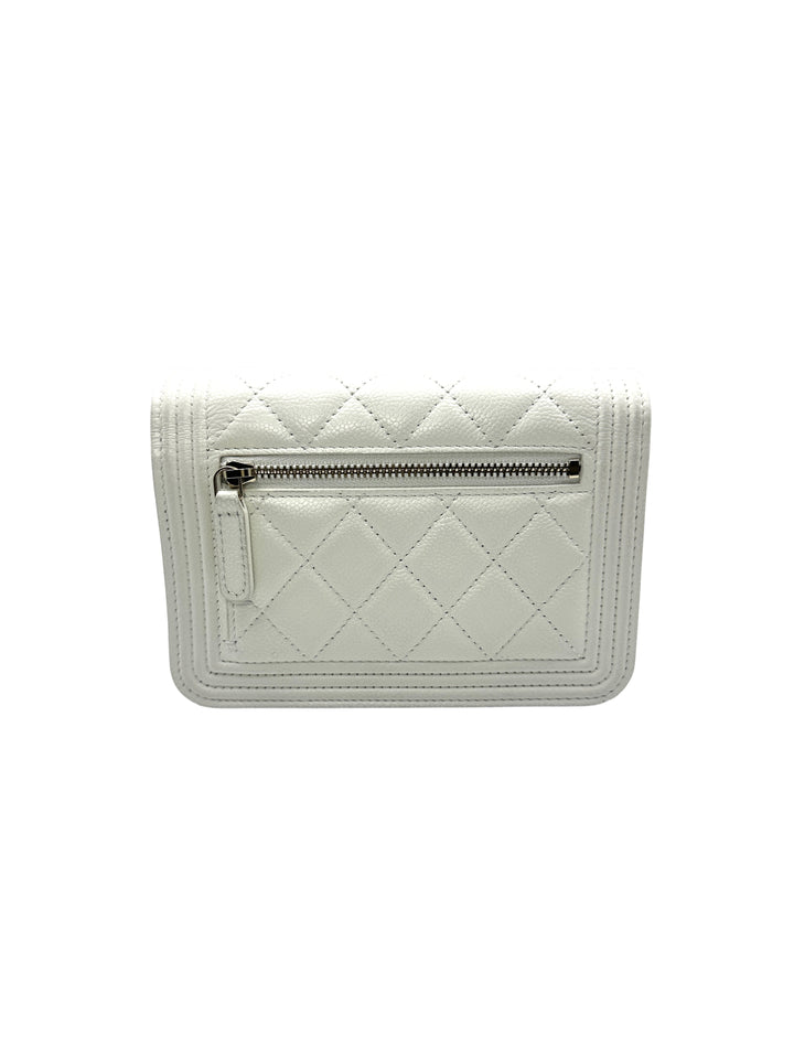 Chanel Boy Wallet On Chain White Caviar Leather Shoulder Bag(AH***EL) CC1027