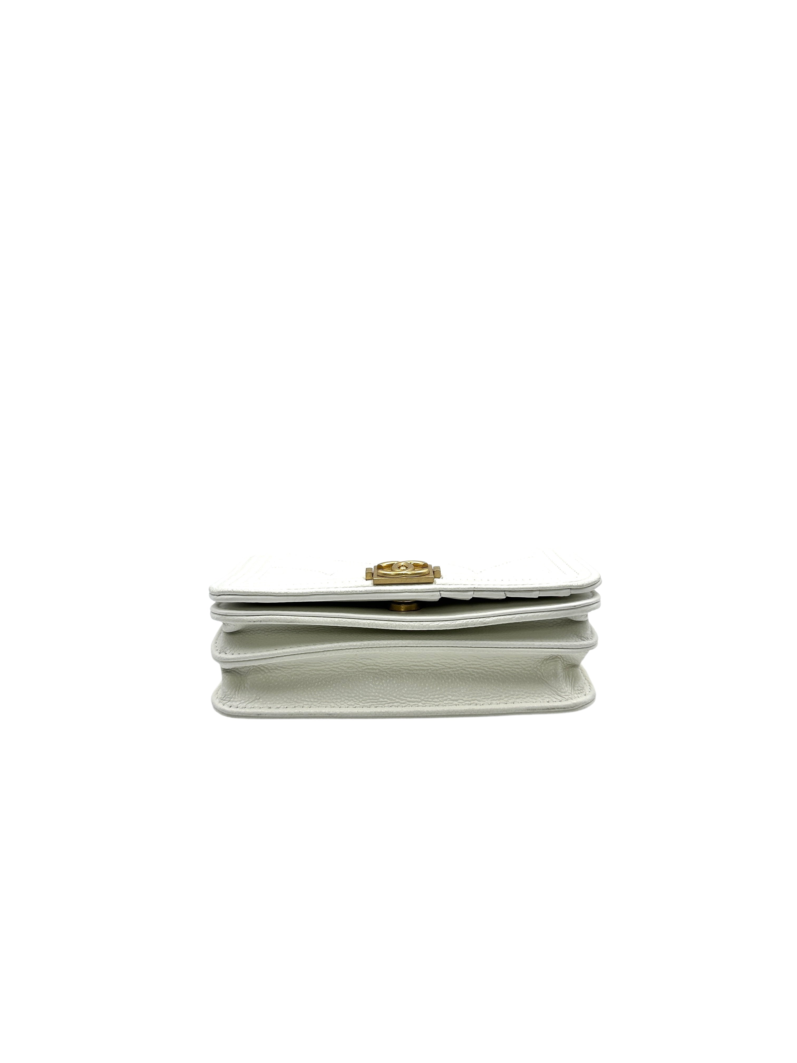 Chanel Boy Wallet On Chain White Caviar Leather Shoulder Bag(AH***EL) CC1027