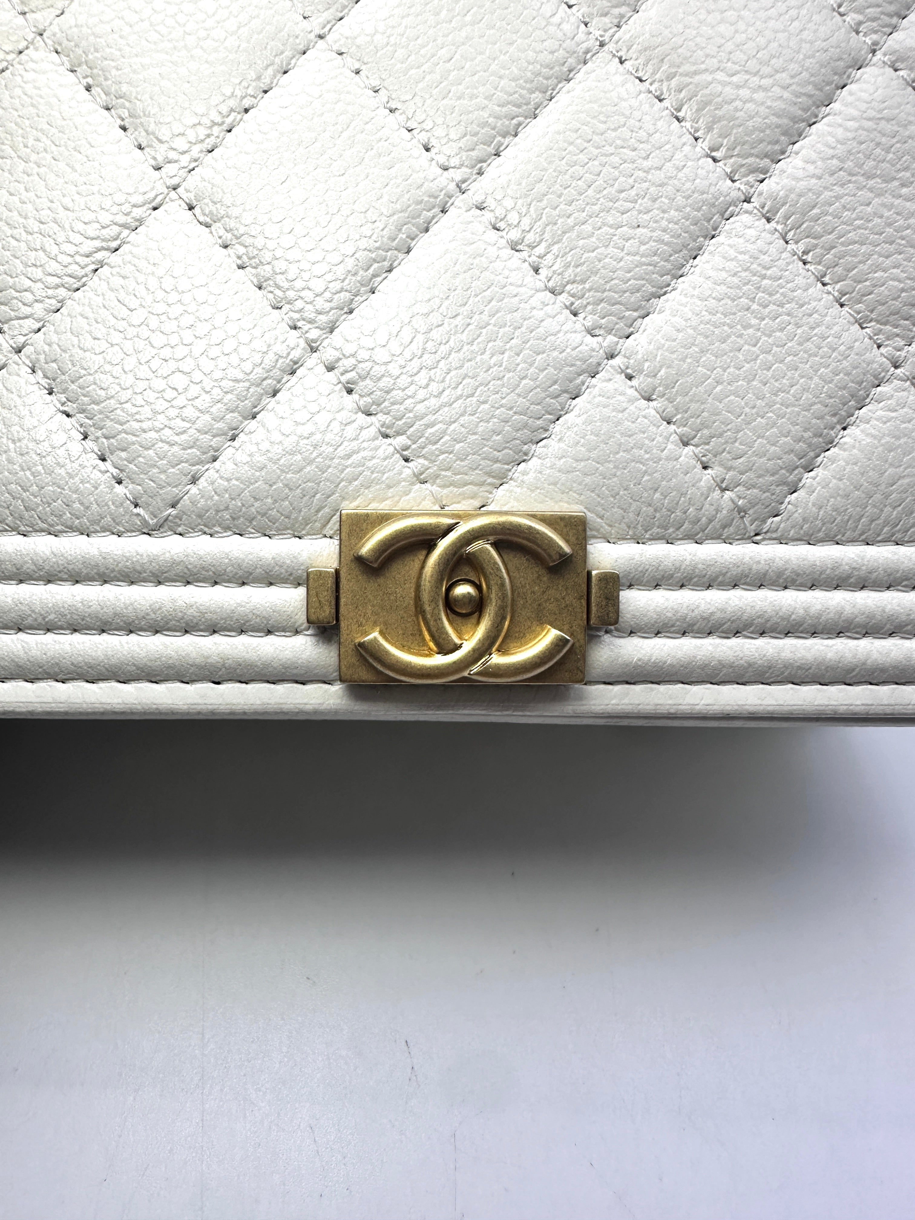 Chanel Boy Wallet On Chain White Caviar Leather Shoulder Bag(AH***EL) CC1027