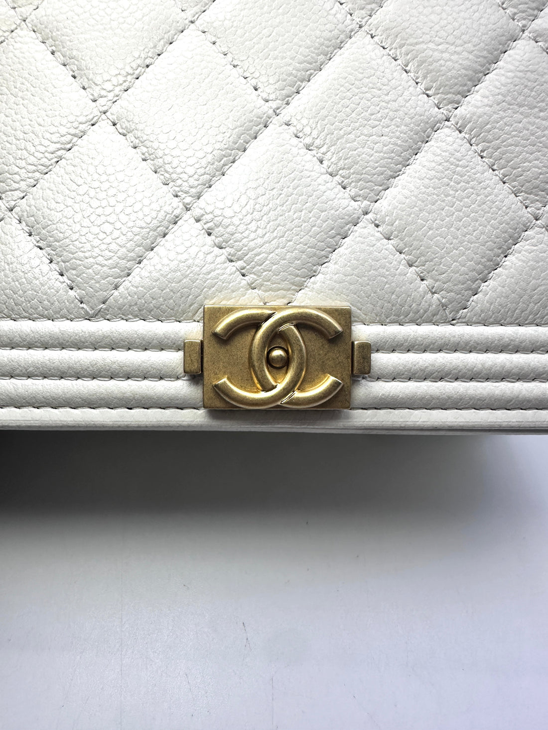 Chanel Boy Wallet On Chain White Caviar Leather Shoulder Bag(AH***EL) CC1027