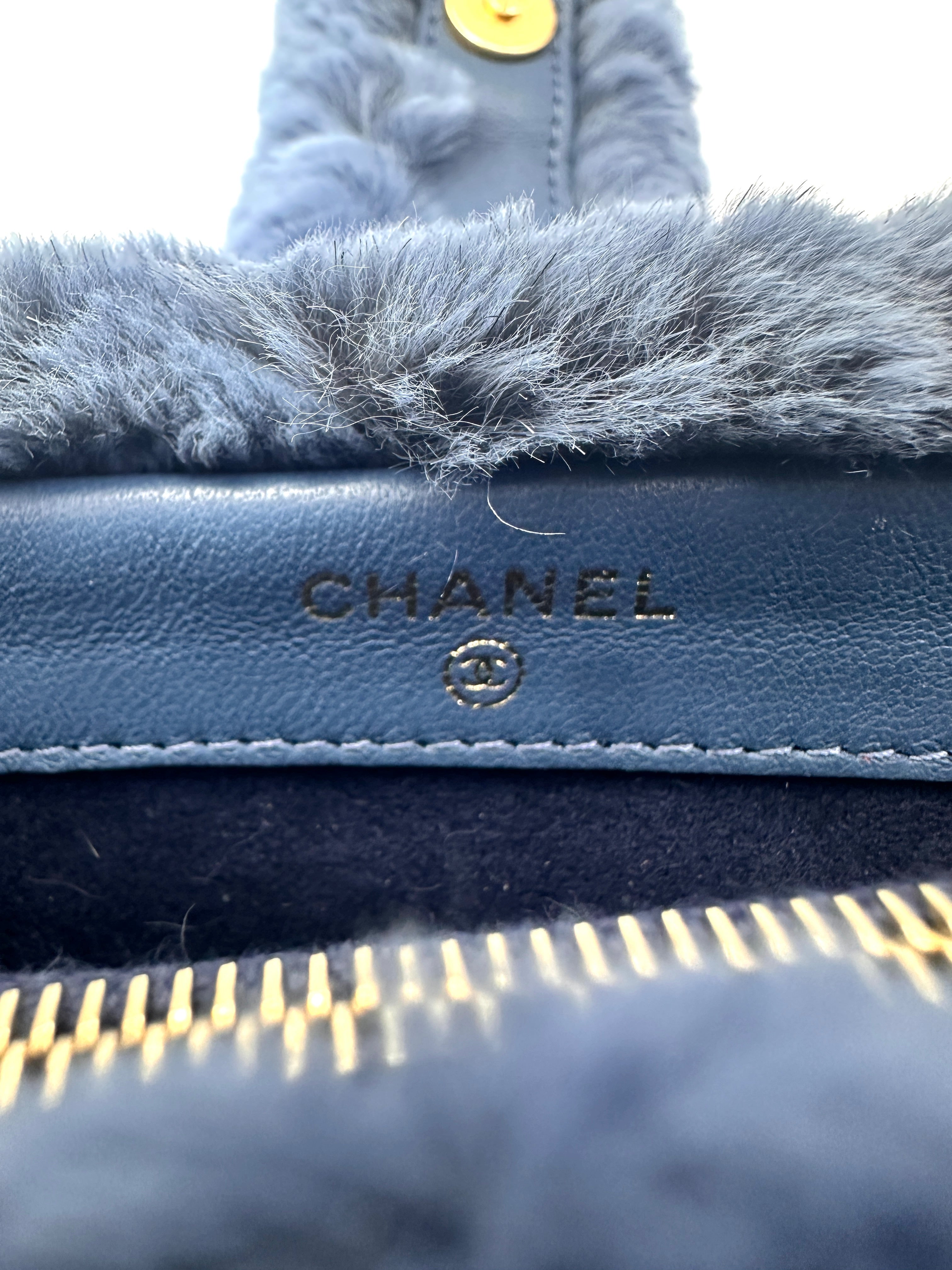 Chanel Shearling Pouch Blue Bag(22***21) CC1029