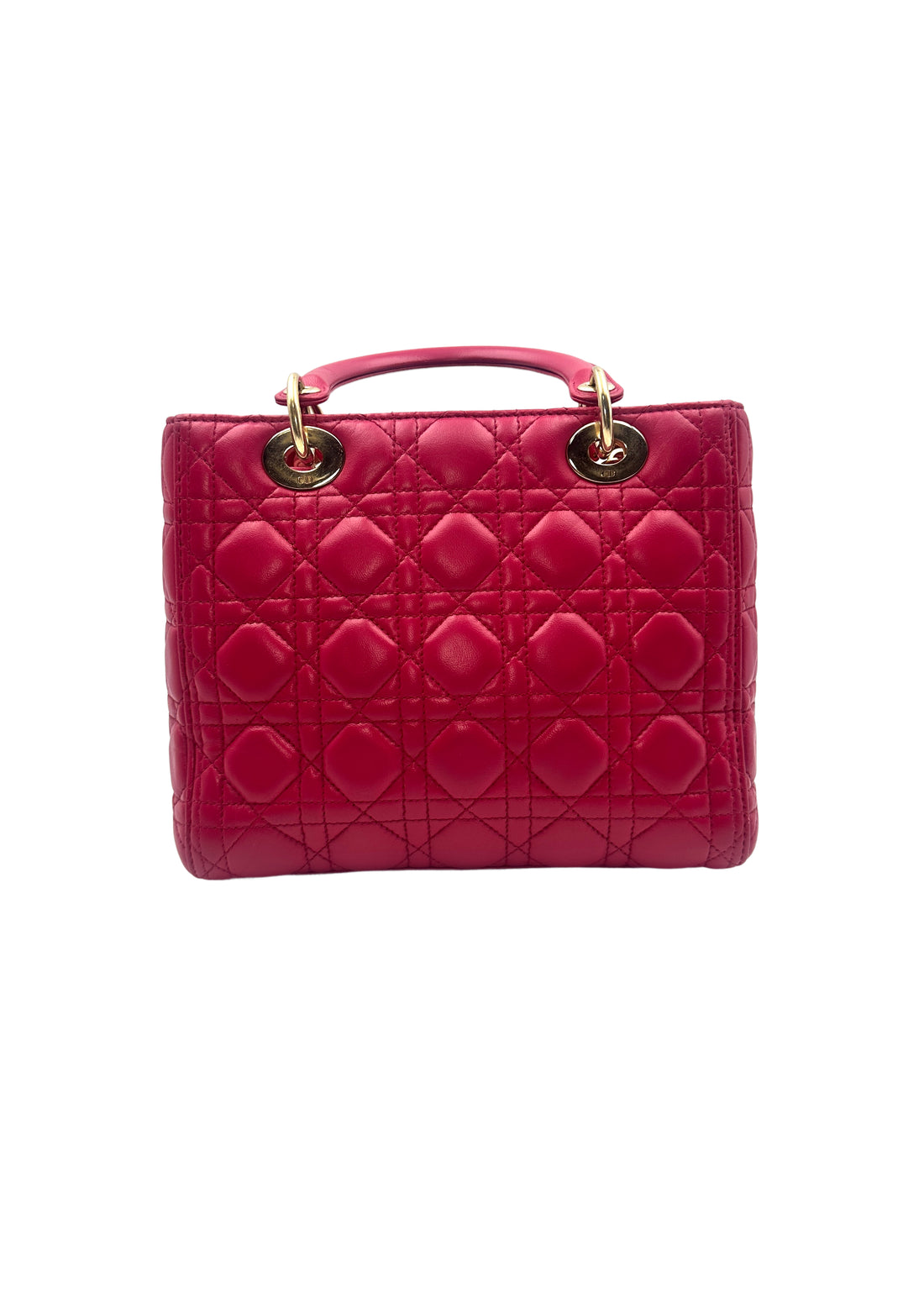 Christian Dior Lady Dior Lambskin Cannage in Cherry Red with Gold Buckle DR354