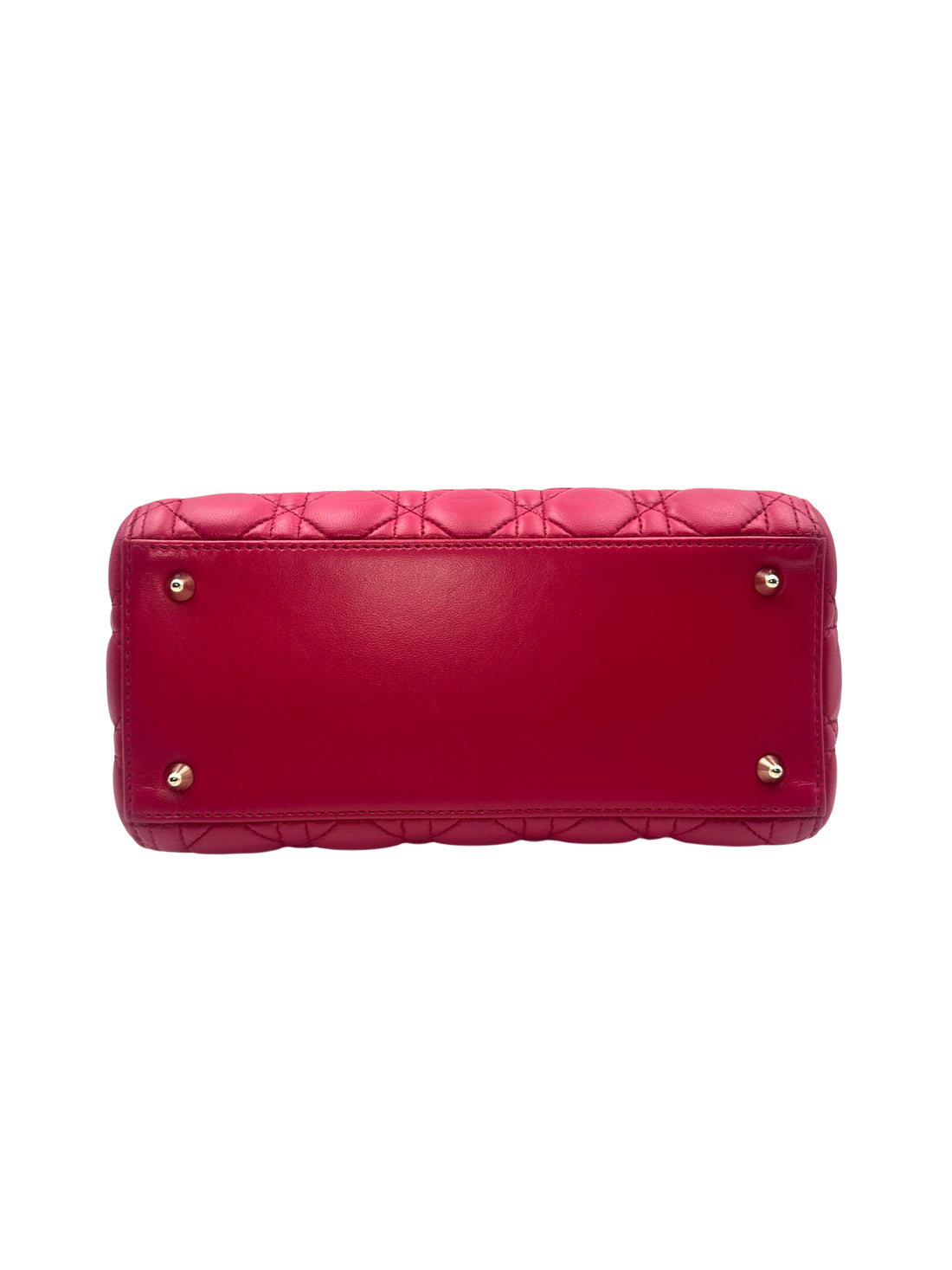 Christian Dior Lady Dior Lambskin Cannage in Cherry Red with Gold Buckle DR354