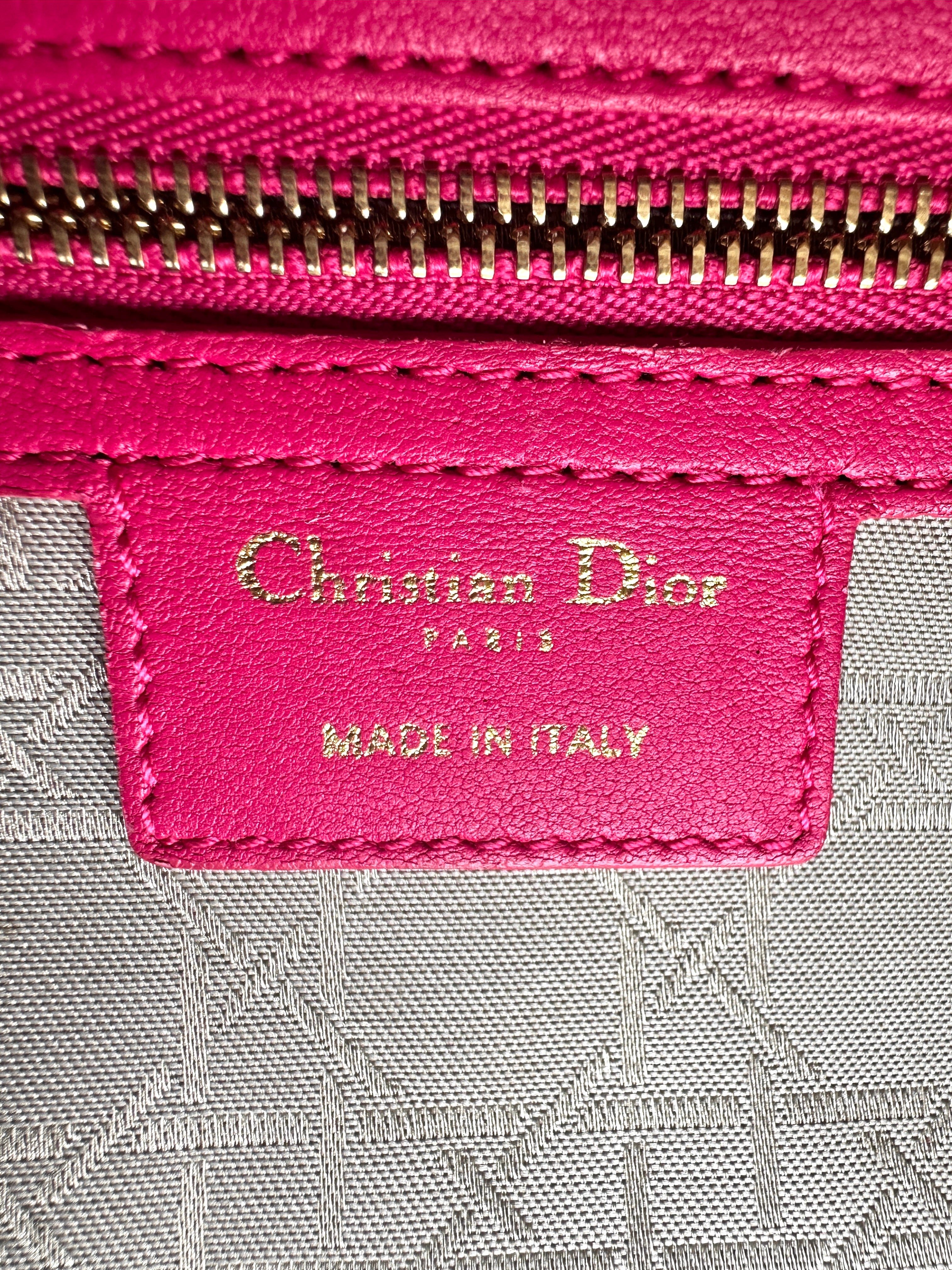 Christian Dior Lady Dior Lambskin Cannage in Cherry Red with Gold Buckle DR354