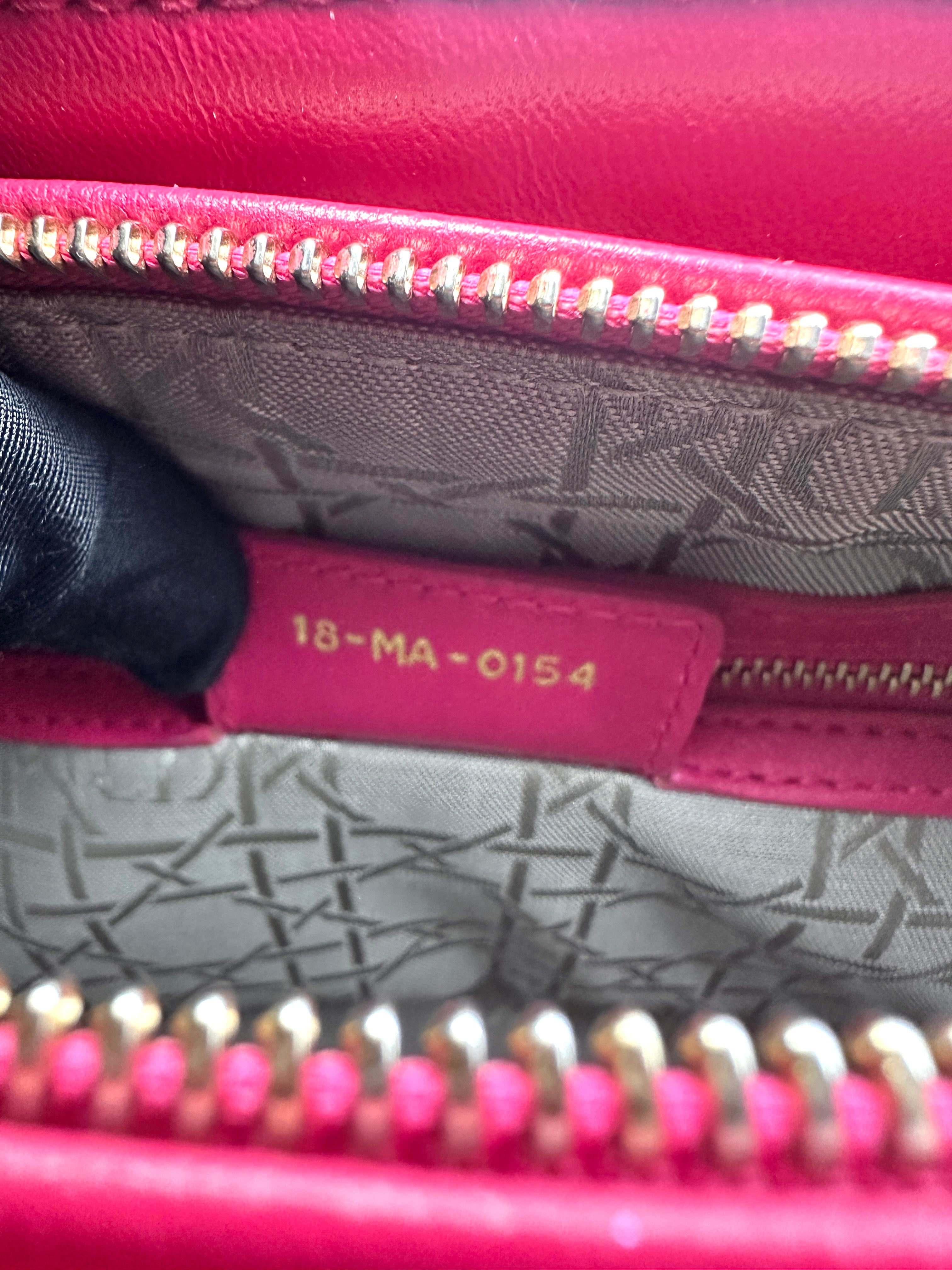 Christian Dior Lady Dior Lambskin Cannage in Cherry Red with Gold Buckle DR354