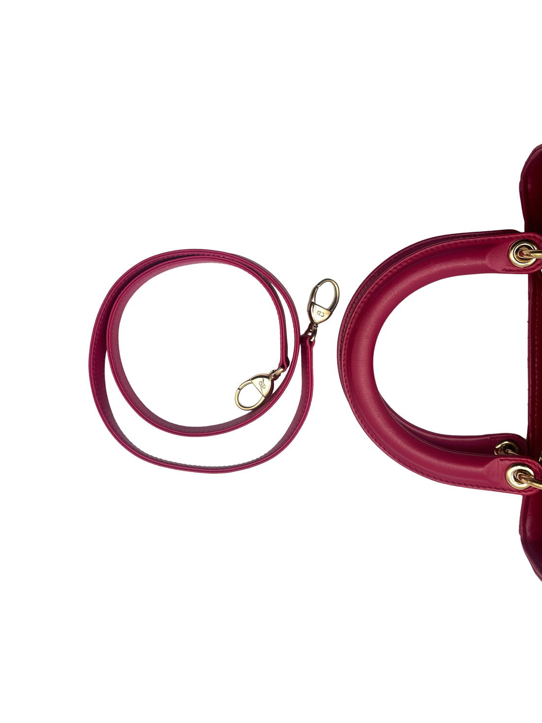 Christian Dior Lady Dior Lambskin Cannage in Cherry Red with Gold Buckle DR354