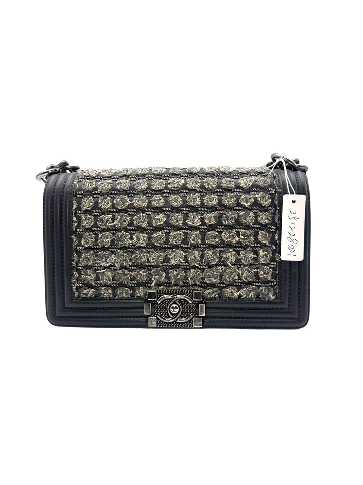 Chanel Gray Woven Design Medium Leboy Chain Bag(23***27) CC1035
