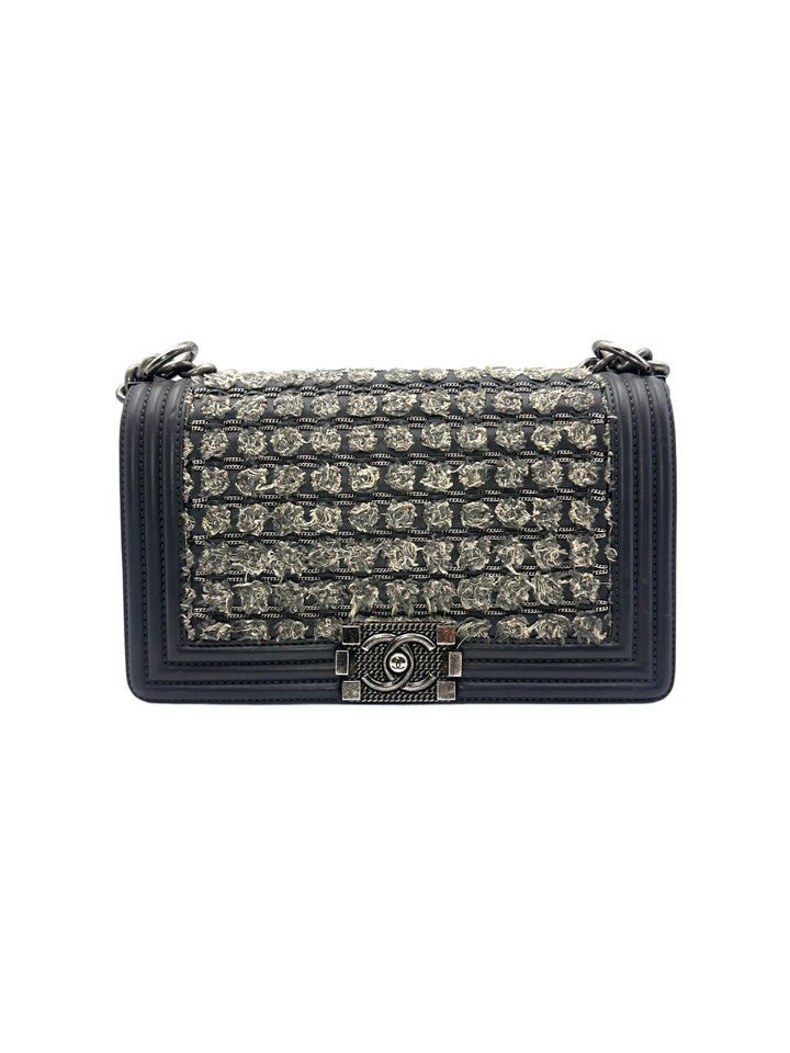 Chanel Gray Woven Design Medium Leboy Chain Bag(23***27) CC1035