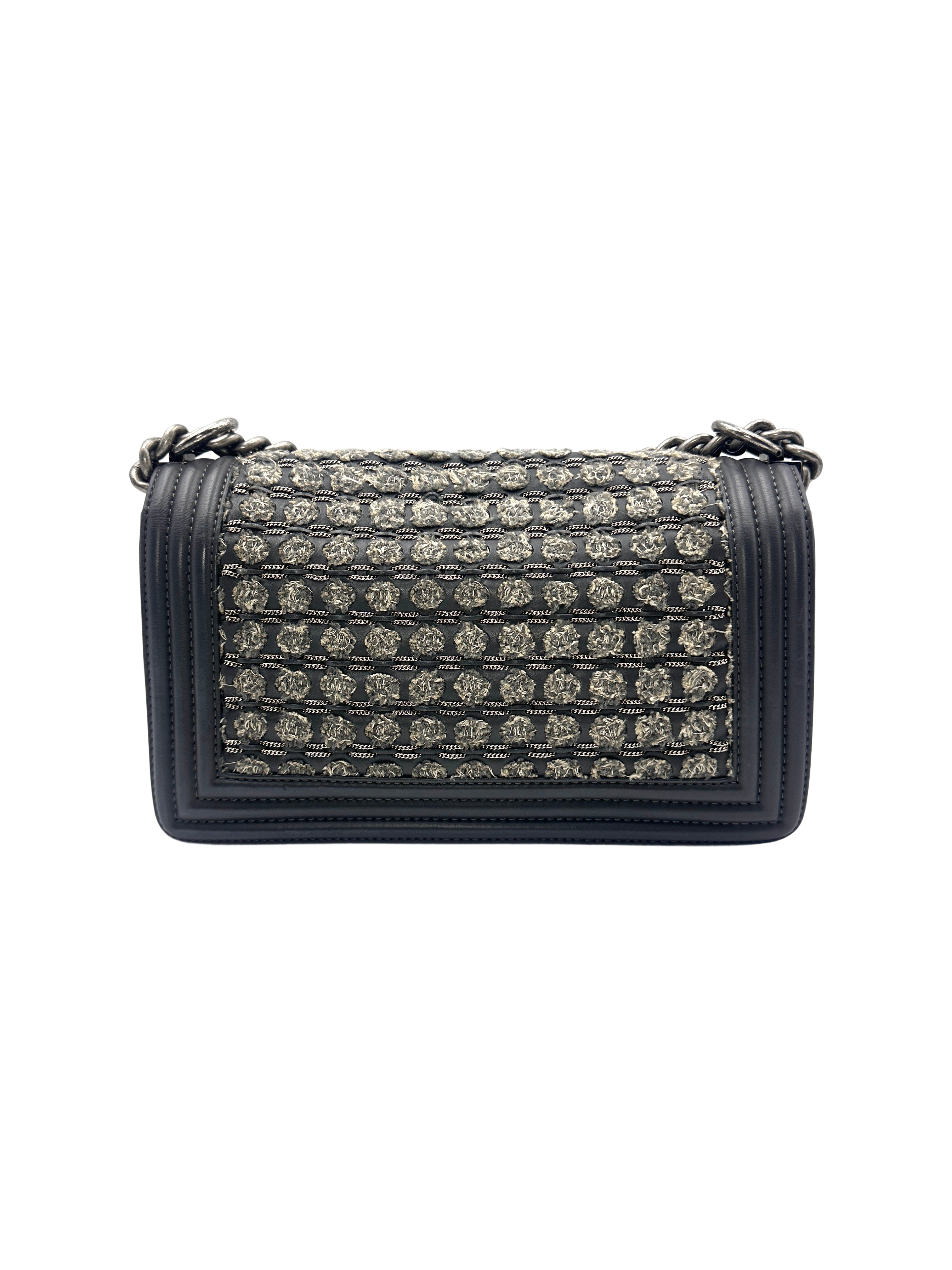 Chanel Gray Woven Design Medium Leboy Chain Bag(23***27) CC1035
