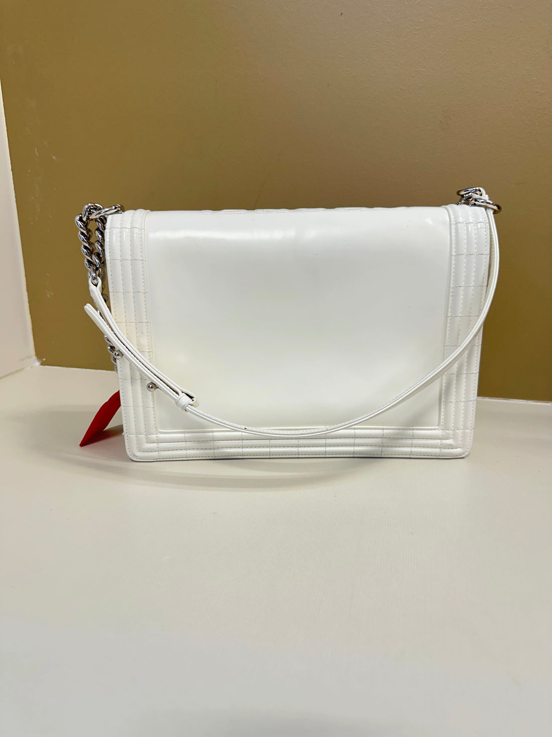Chanel Patent Reverso Jumbo Flap Boy White (16***73) cc410