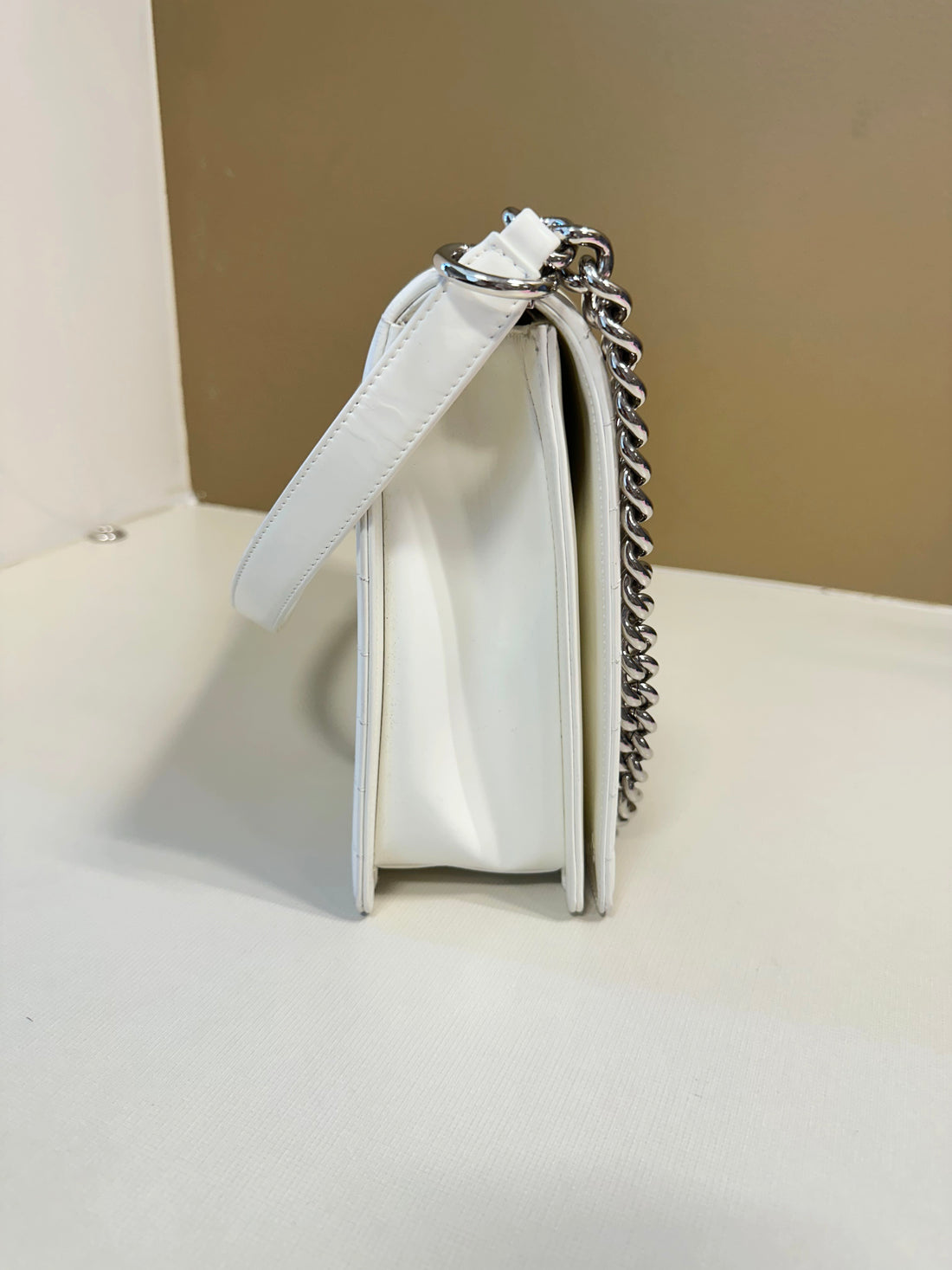 Chanel Patent Reverso Jumbo Flap Boy White (16***73) cc410